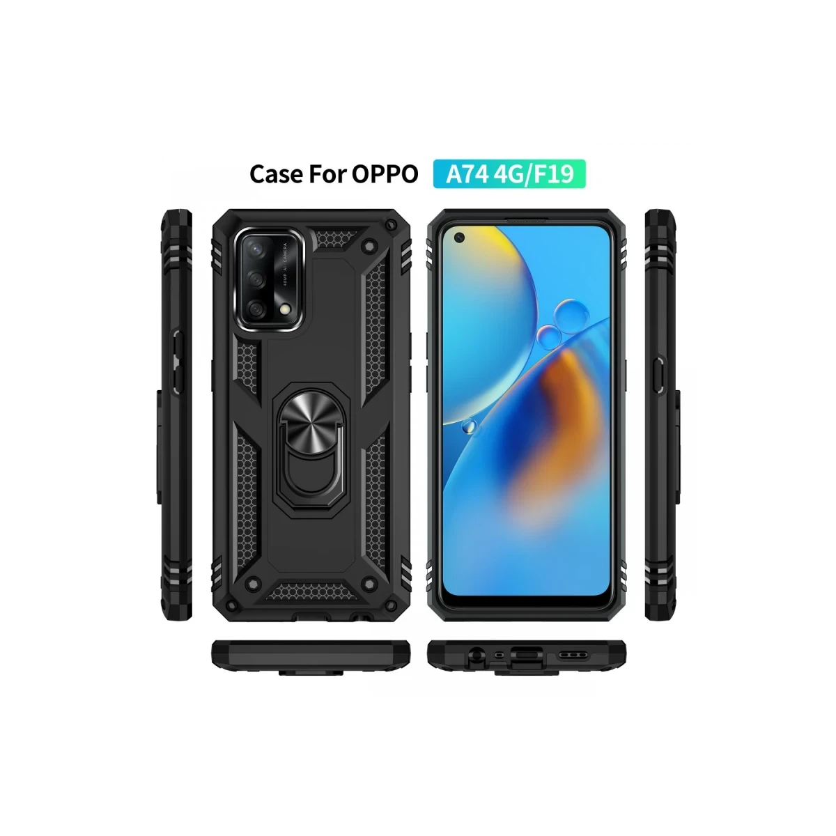 Newface Oppo A74 4G Kılıf Sofya Yüzüklü Silikon Kapak - Siyah — görsel 11