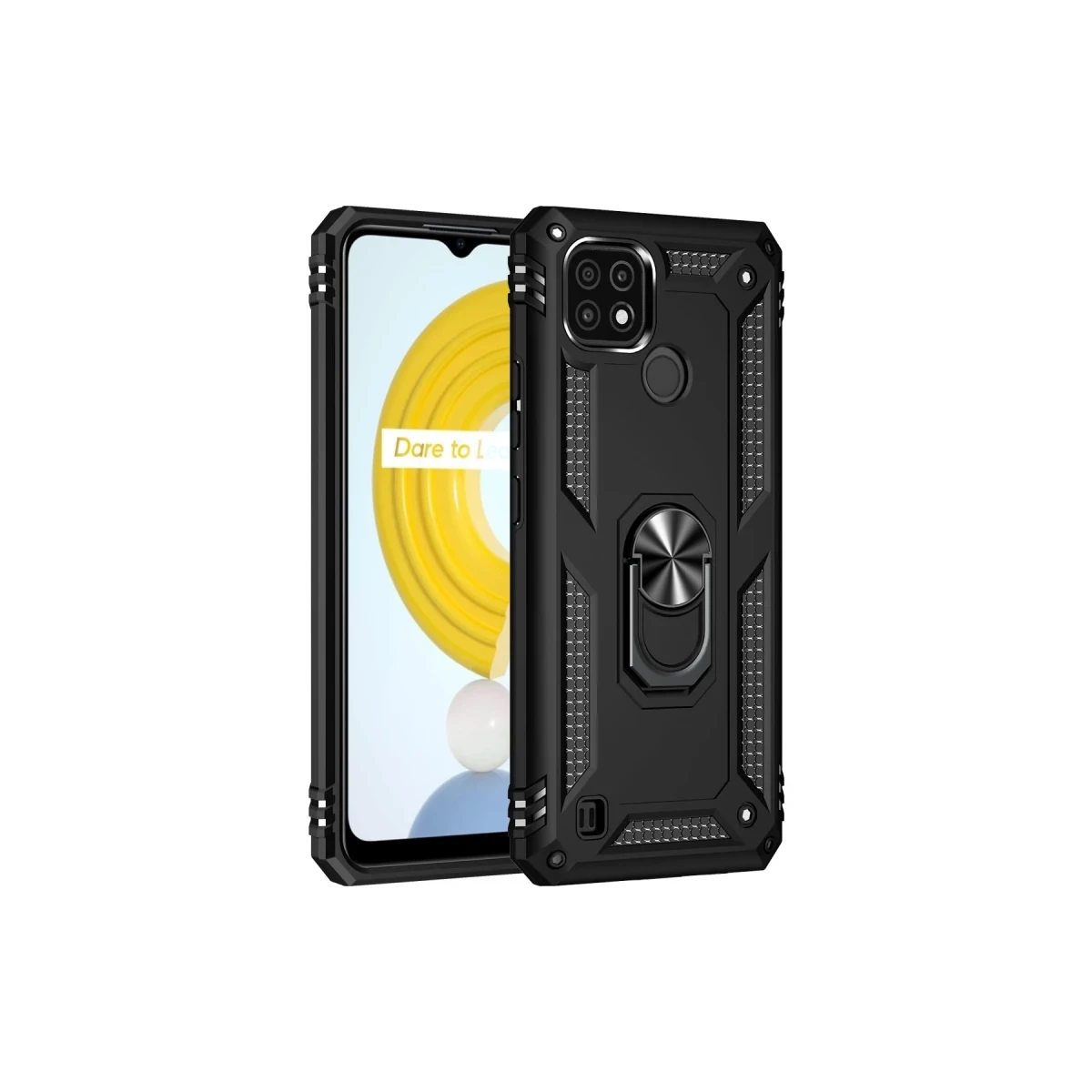 Newface Realme C21 Kılıf Sofya Yüzüklü Silikon Kapak - Siyah — görsel 9