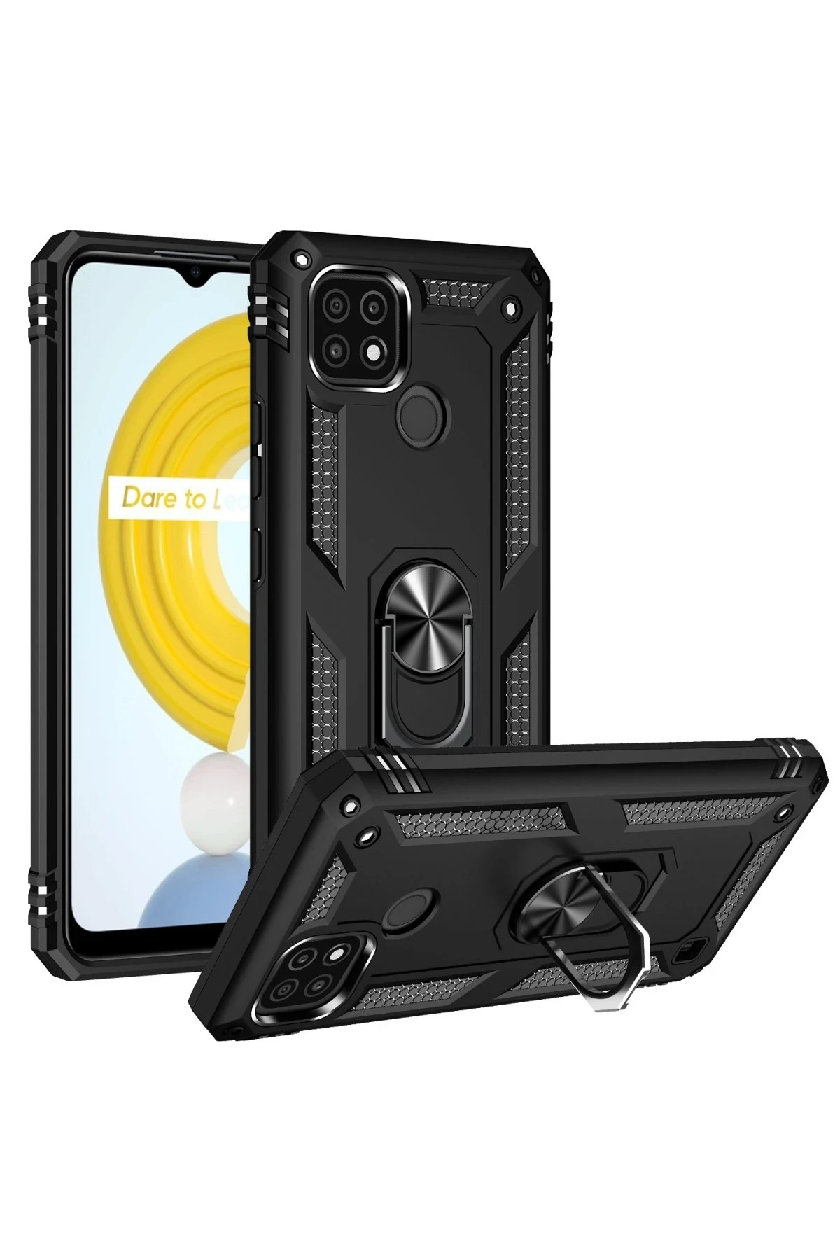 Newface Realme C21 Kılıf Sofya Yüzüklü Silikon Kapak - Siyah — görsel 2