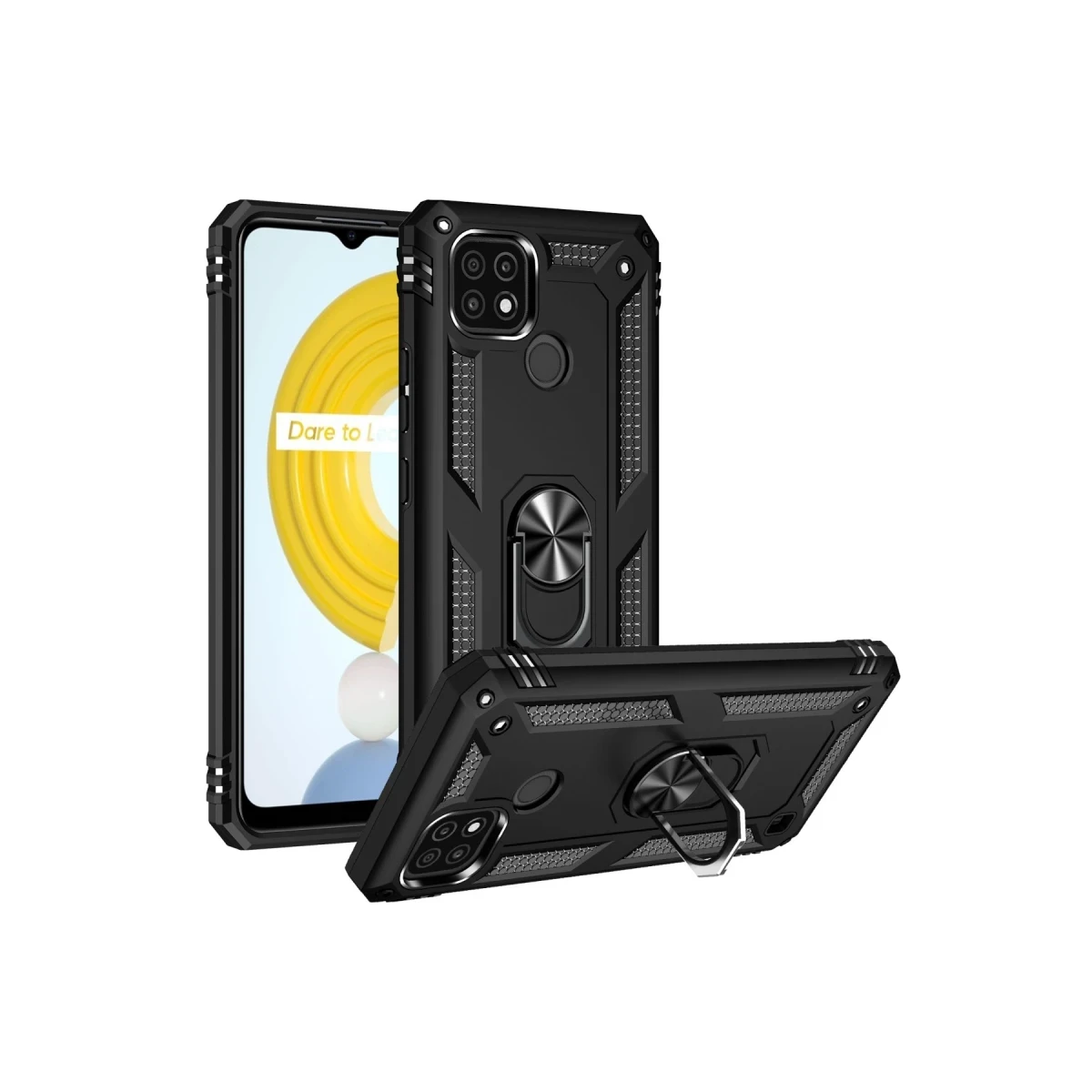 Newface Realme C21 Kılıf Sofya Yüzüklü Silikon Kapak - Siyah — görsel 10