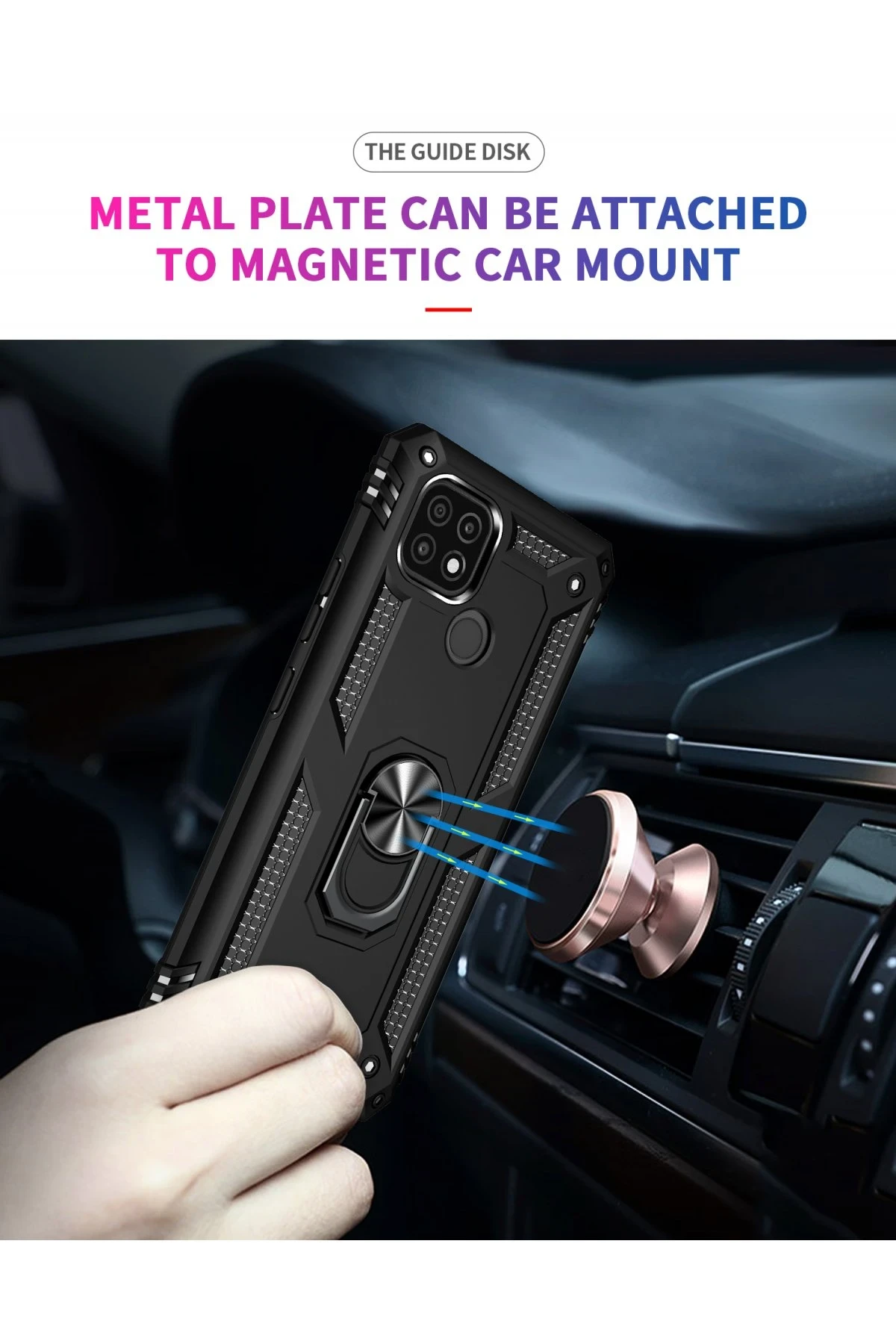 Newface Realme C21 Kılıf Sofya Yüzüklü Silikon Kapak - Siyah — görsel 7