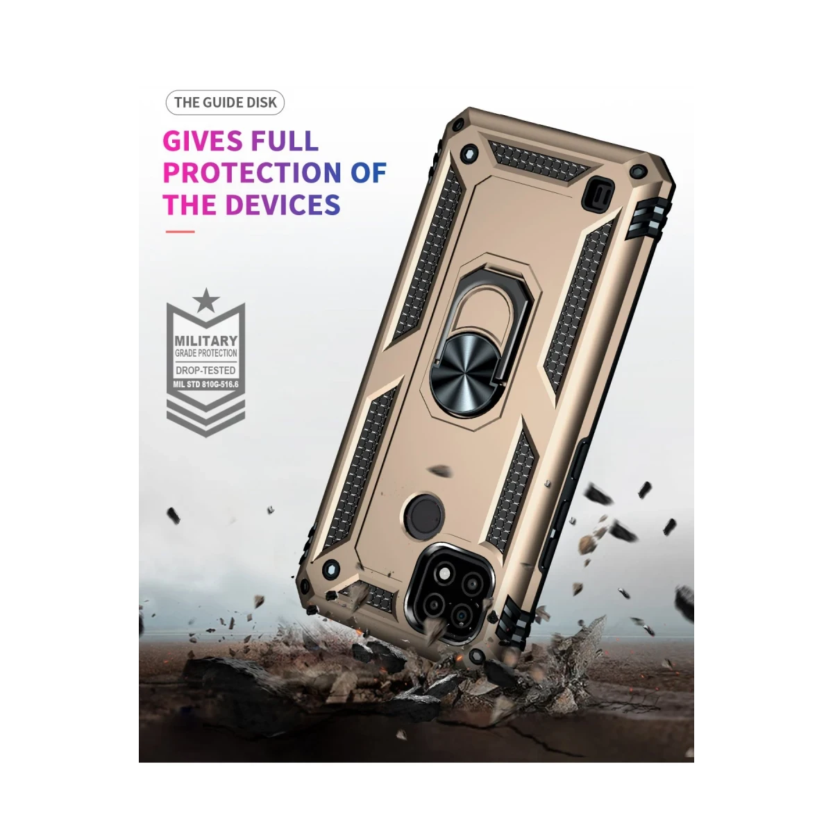 Realme C21 Kılıf Sofya Yüzüklü Silikon Kapak - Gold