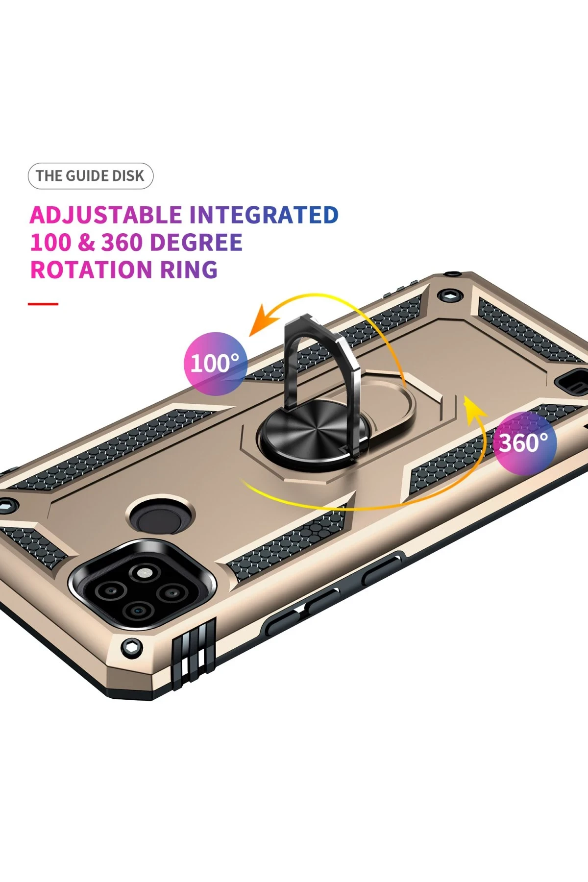 Newface Realme C21 Kılıf Sofya Yüzüklü Silikon Kapak - Gold