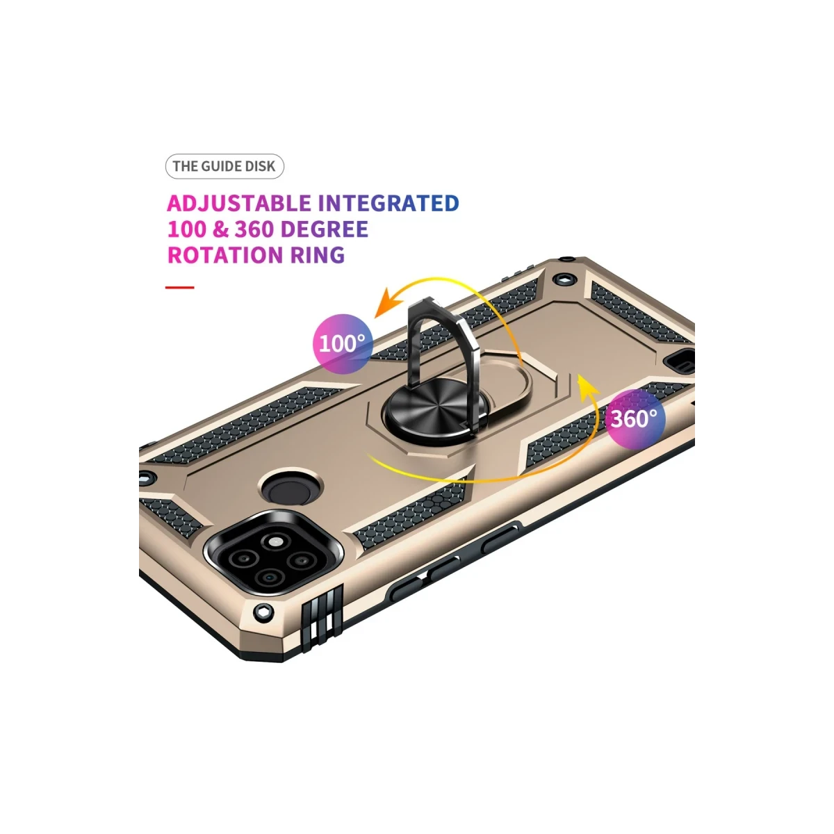 Realme C21 Kılıf Sofya Yüzüklü Silikon Kapak - Gold