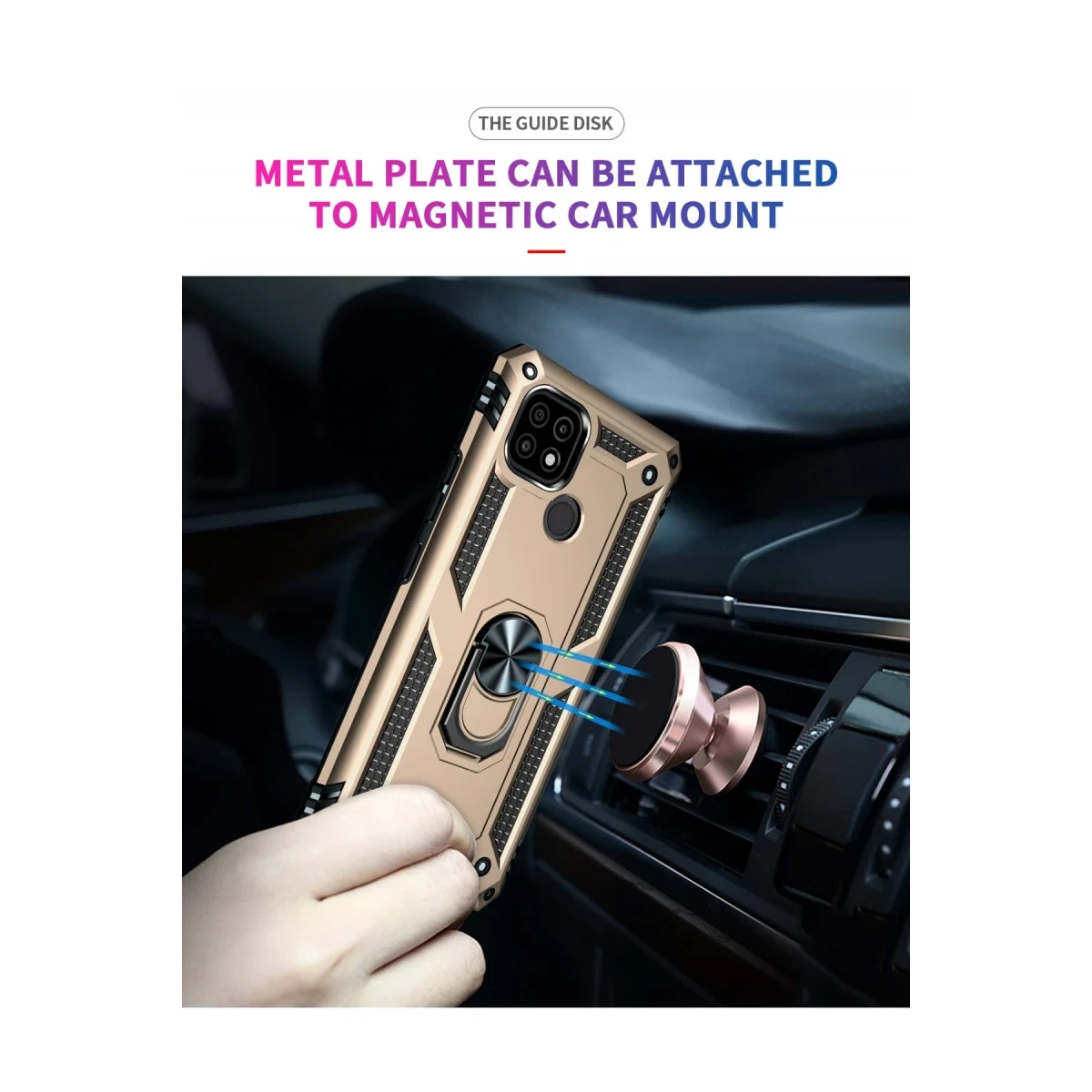 Realme C21 Kılıf Sofya Yüzüklü Silikon Kapak - Gold