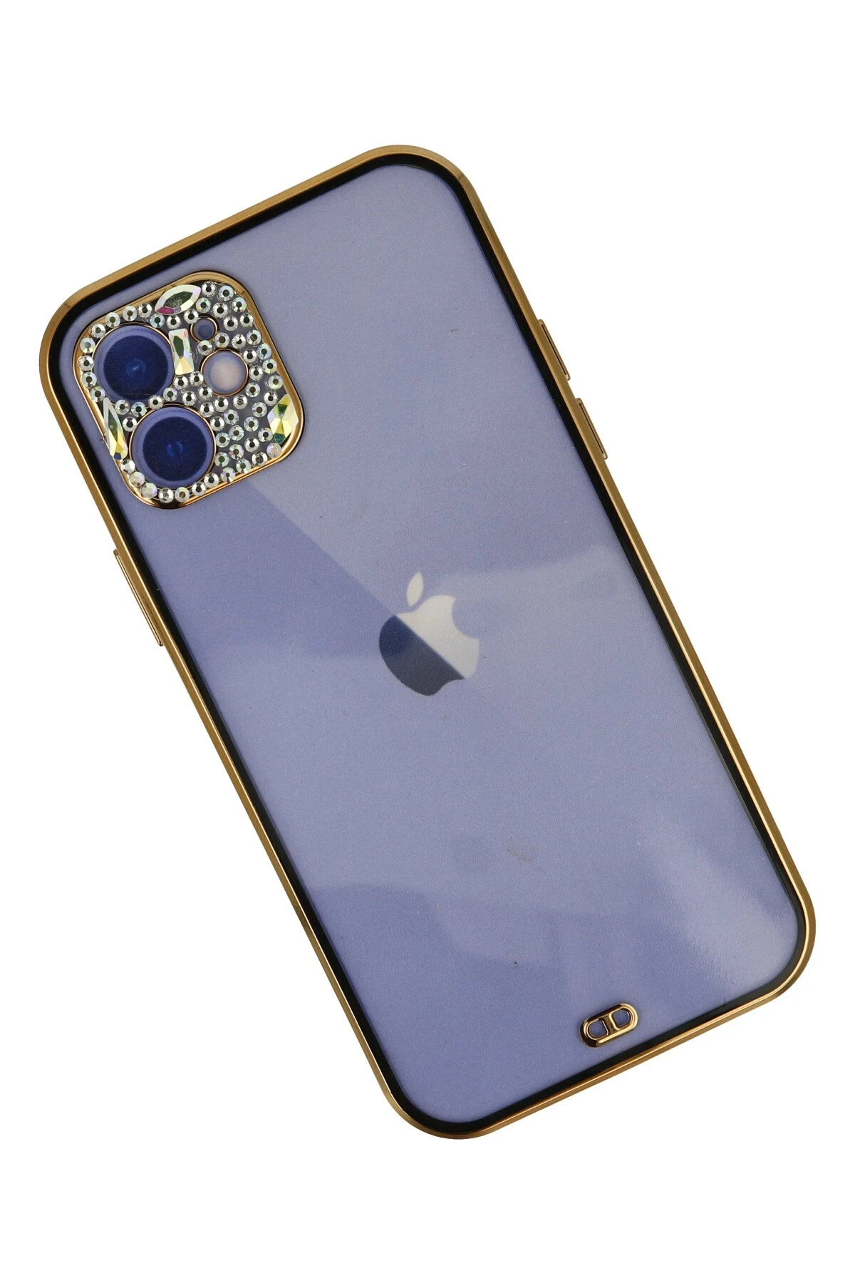 Newface iPhone 12 Kılıf Liva Taşlı Silikon - Siyah