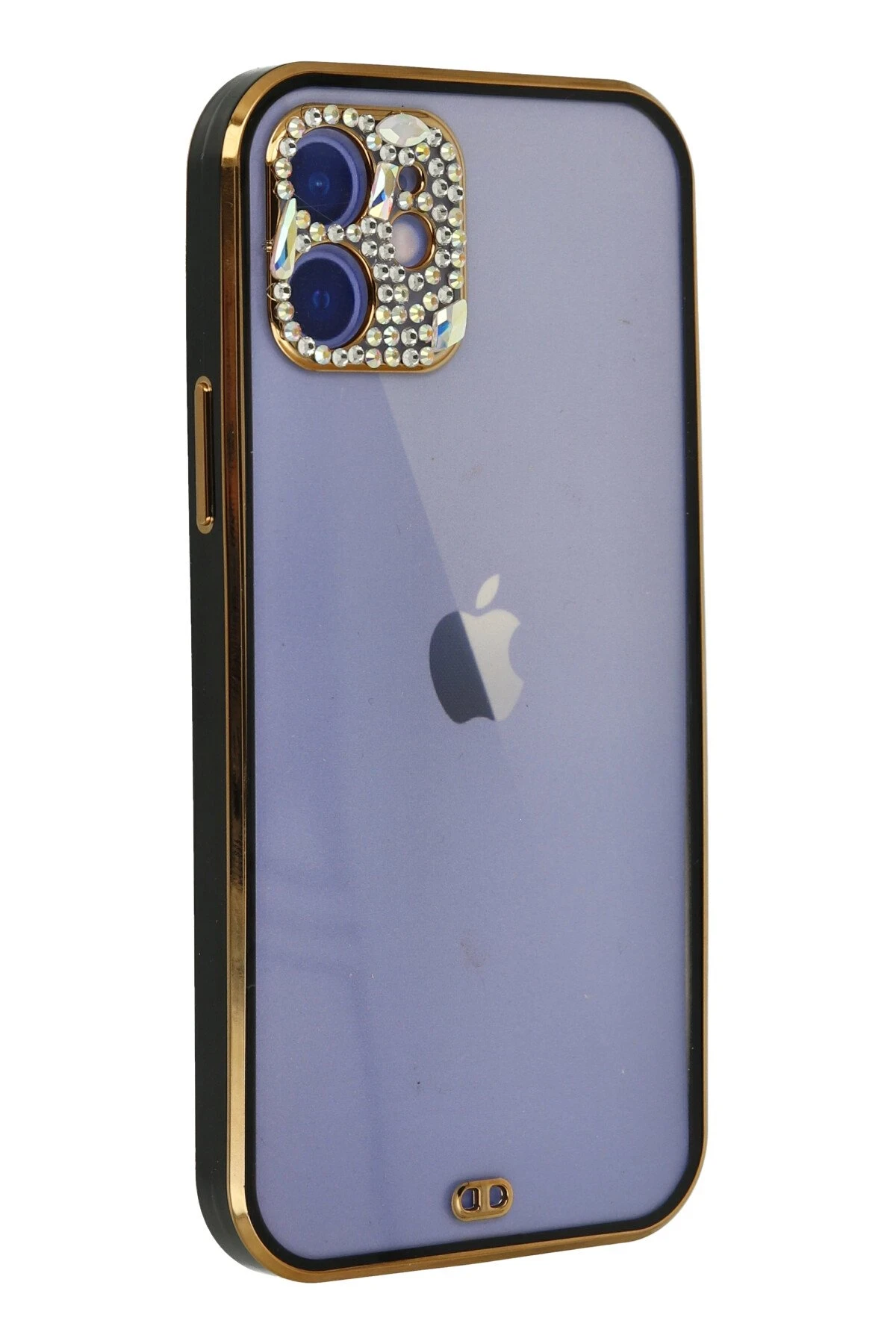 Newface iPhone 12 Kılıf Liva Taşlı Silikon - Siyah