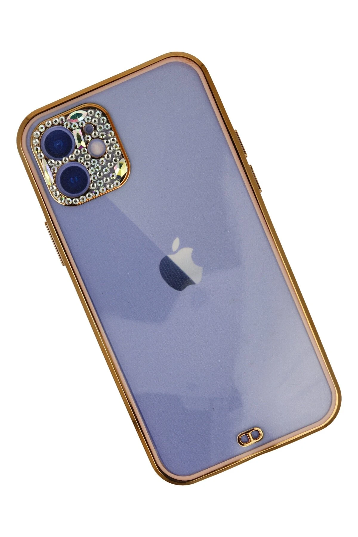 Newface iPhone 12 Kılıf Liva Taşlı Silikon - Pembe