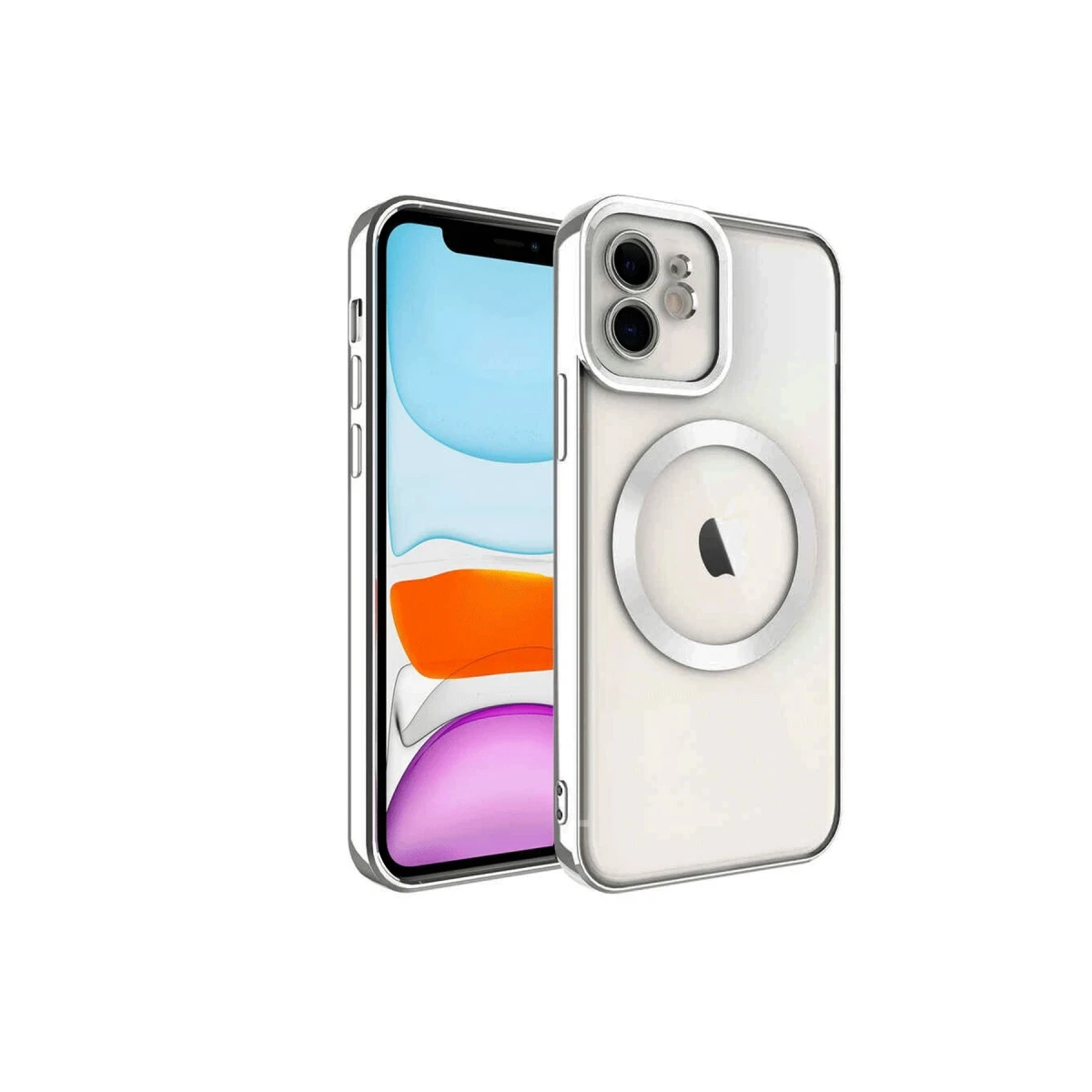 Newface Apple iPhone 12 Kılıf Kross Magneticsafe Kapak - Gümüş