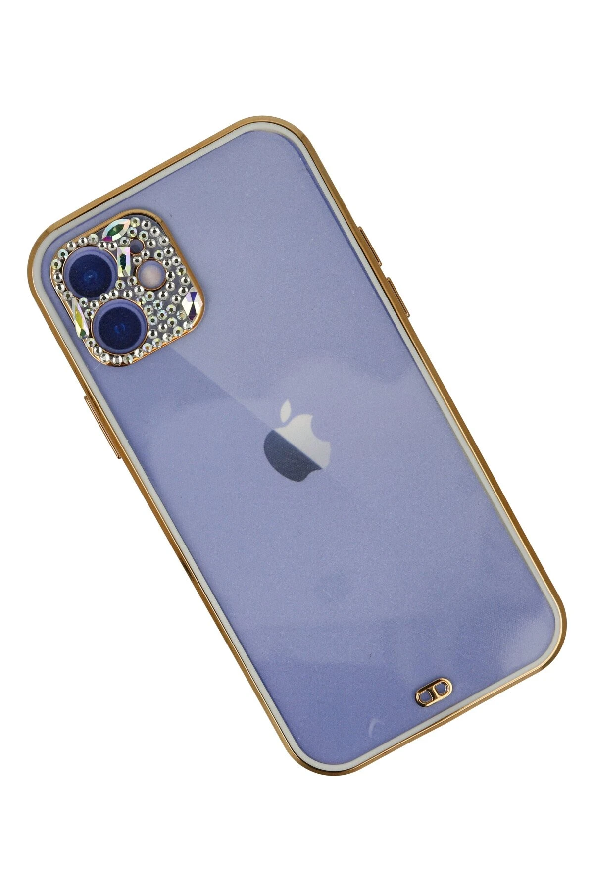 Newface iPhone 12 Kılıf Liva Taşlı Silikon - Beyaz