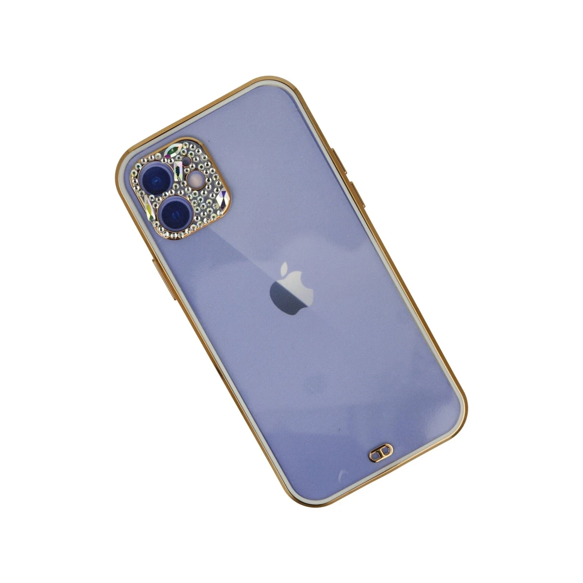 Newface Apple iPhone 12 Kılıf Liva Taşlı Silikon - Beyaz