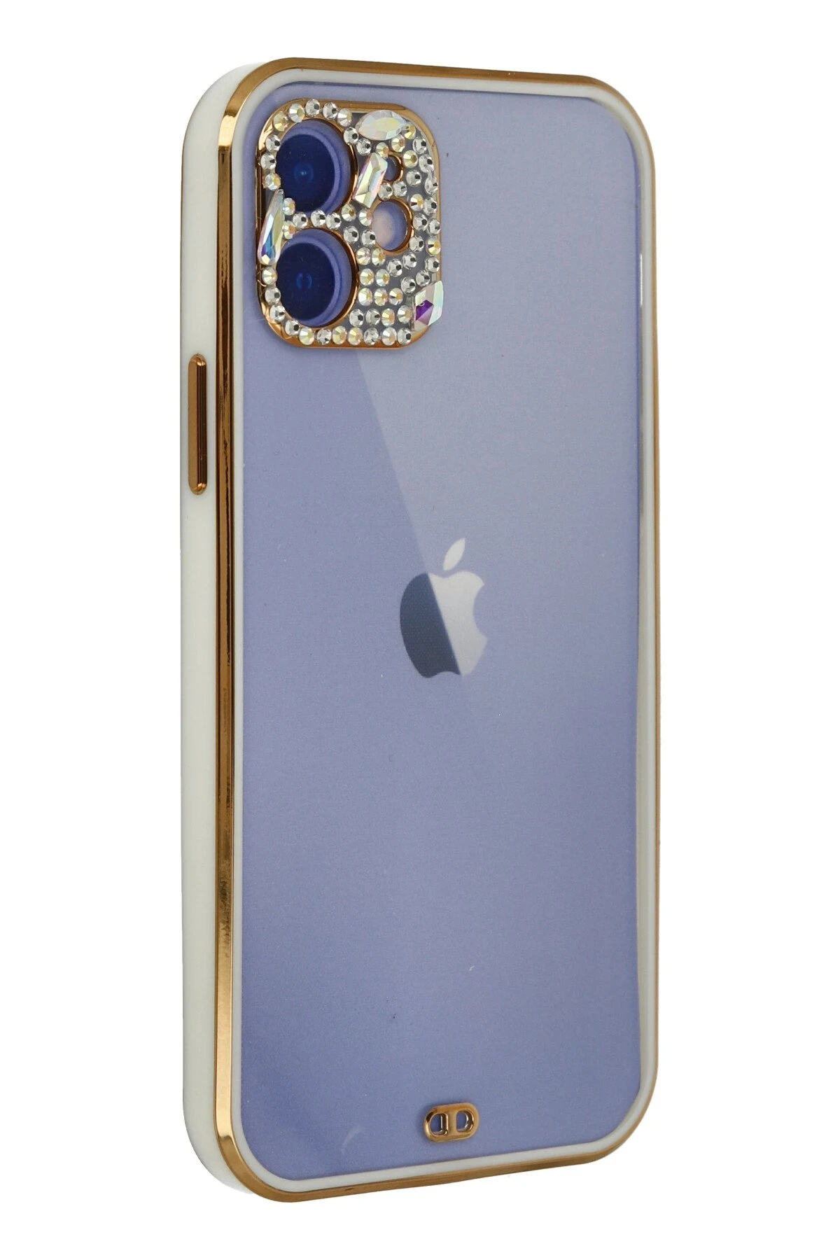Newface iPhone 12 Kılıf Liva Taşlı Silikon - Beyaz