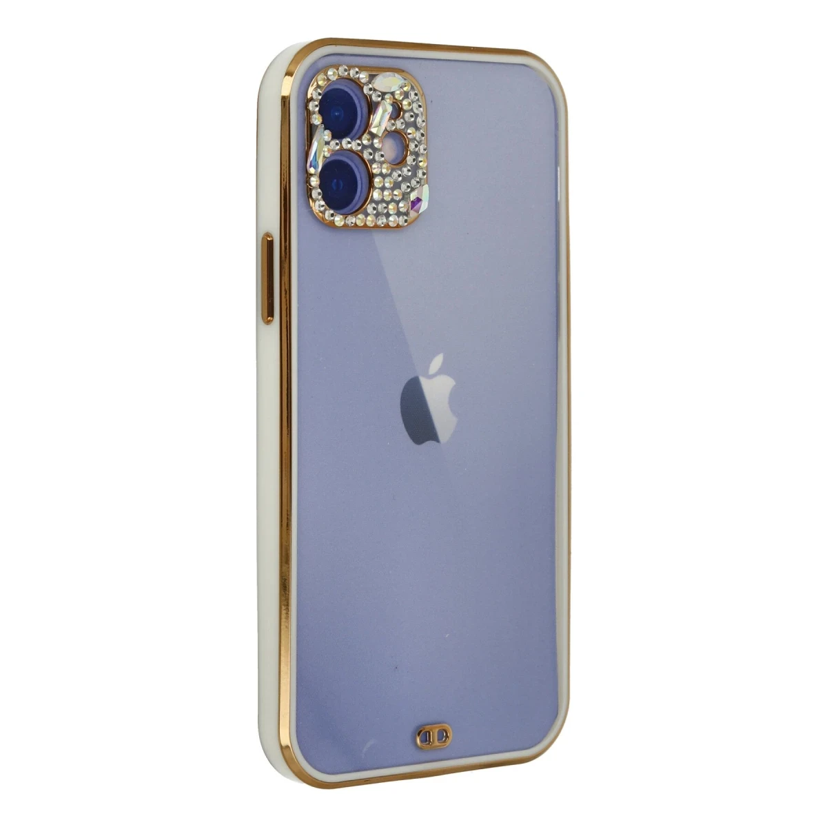 Newface Apple iPhone 12 Kılıf Liva Taşlı Silikon - Beyaz