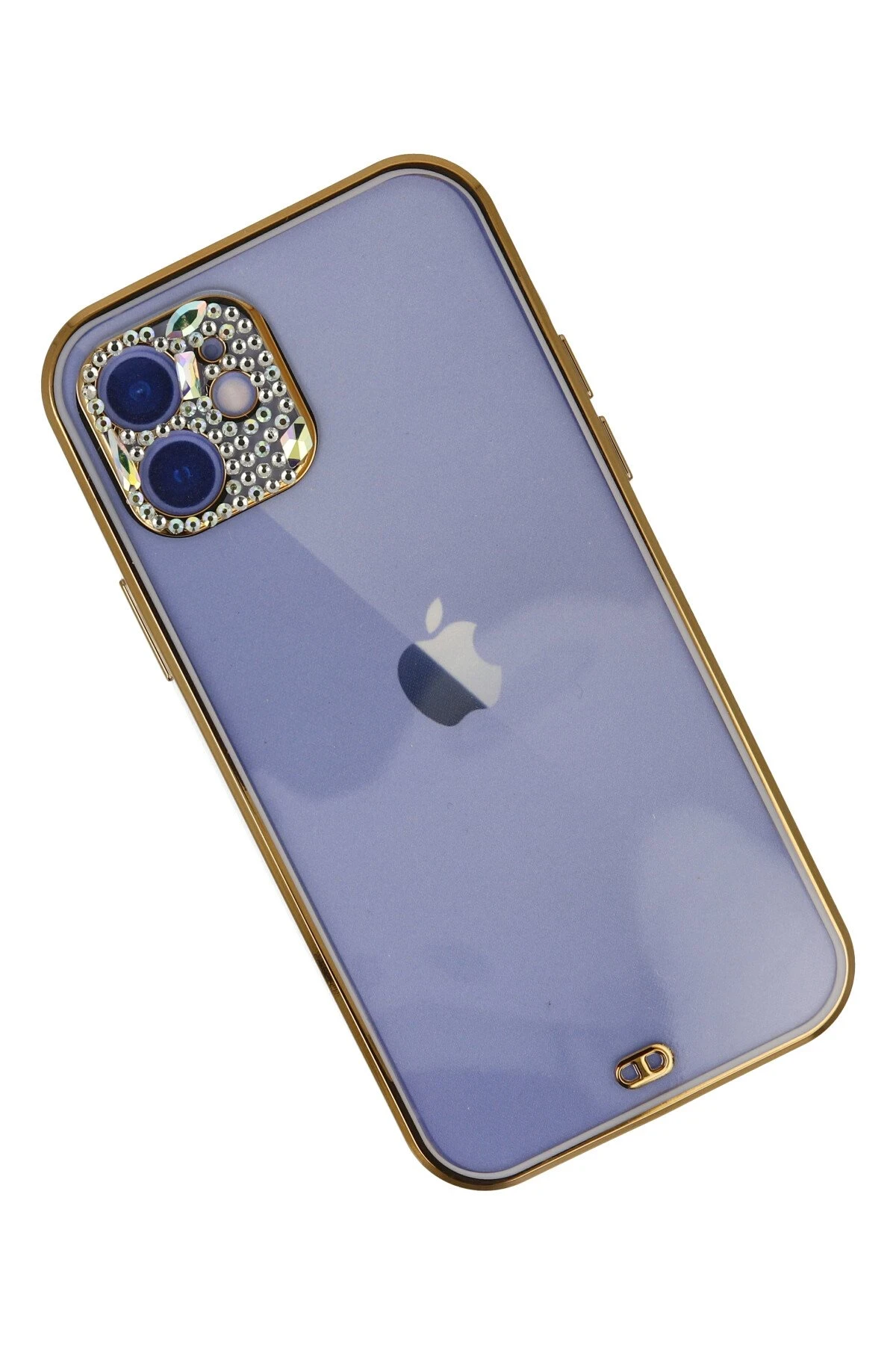 Newface iPhone 12 Kılıf Liva Taşlı Silikon - Mor