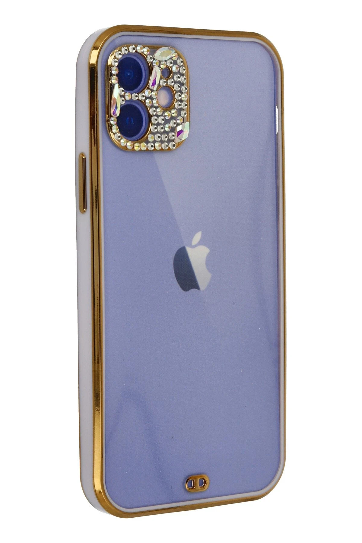 Newface iPhone 12 Kılıf Liva Taşlı Silikon - Mor