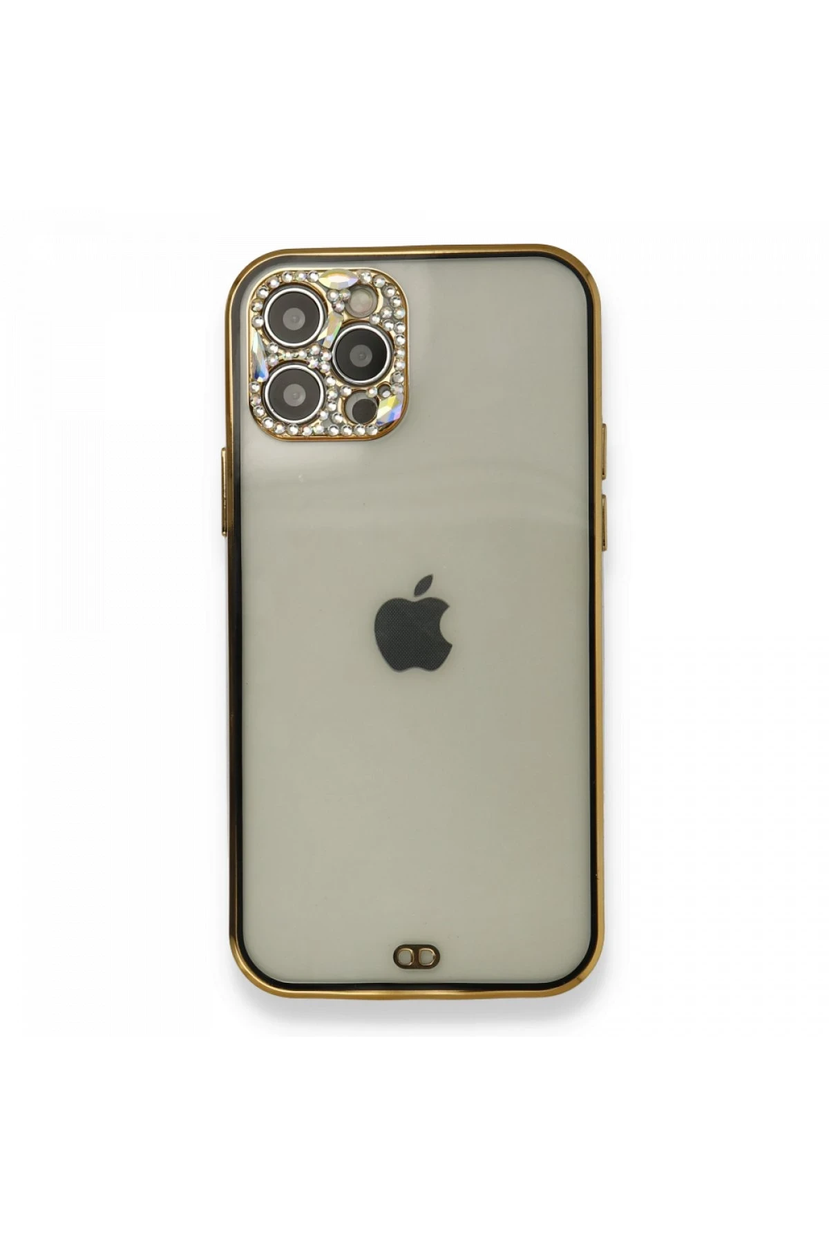 Newface iPhone 12 Pro Kılıf Liva Taşlı Silikon - Siyah
