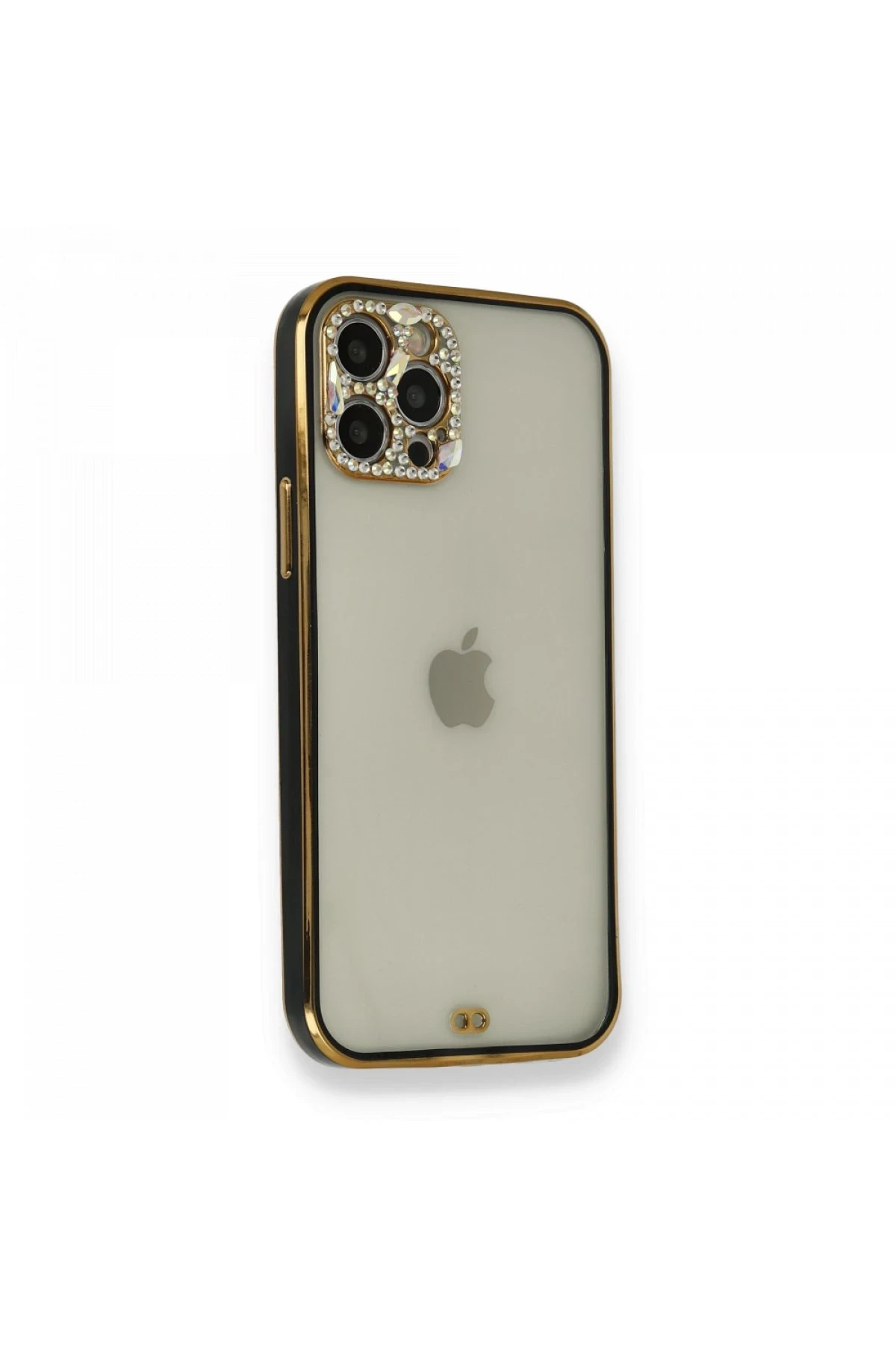 Newface iPhone 12 Pro Kılıf Liva Taşlı Silikon - Siyah