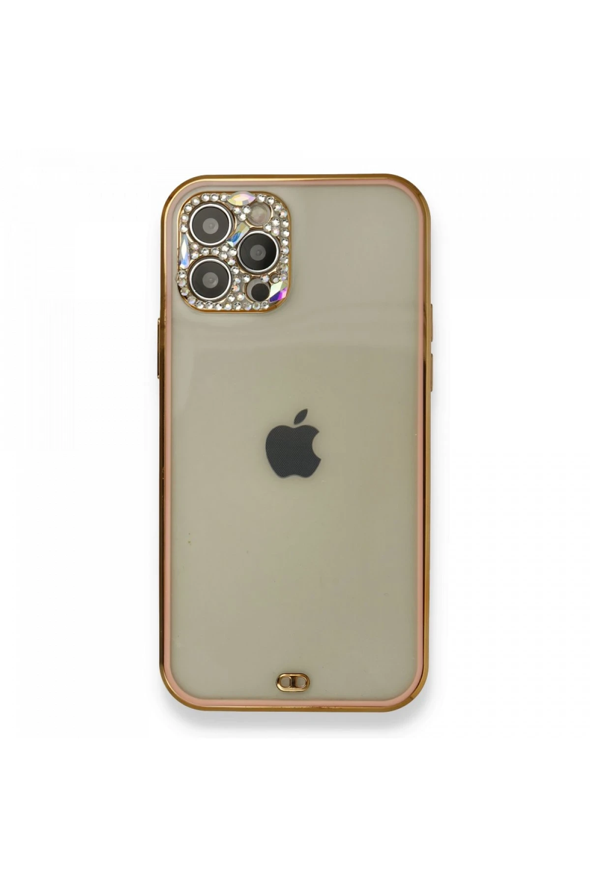 Newface iPhone 12 Pro Kılıf Liva Taşlı Silikon - Pembe