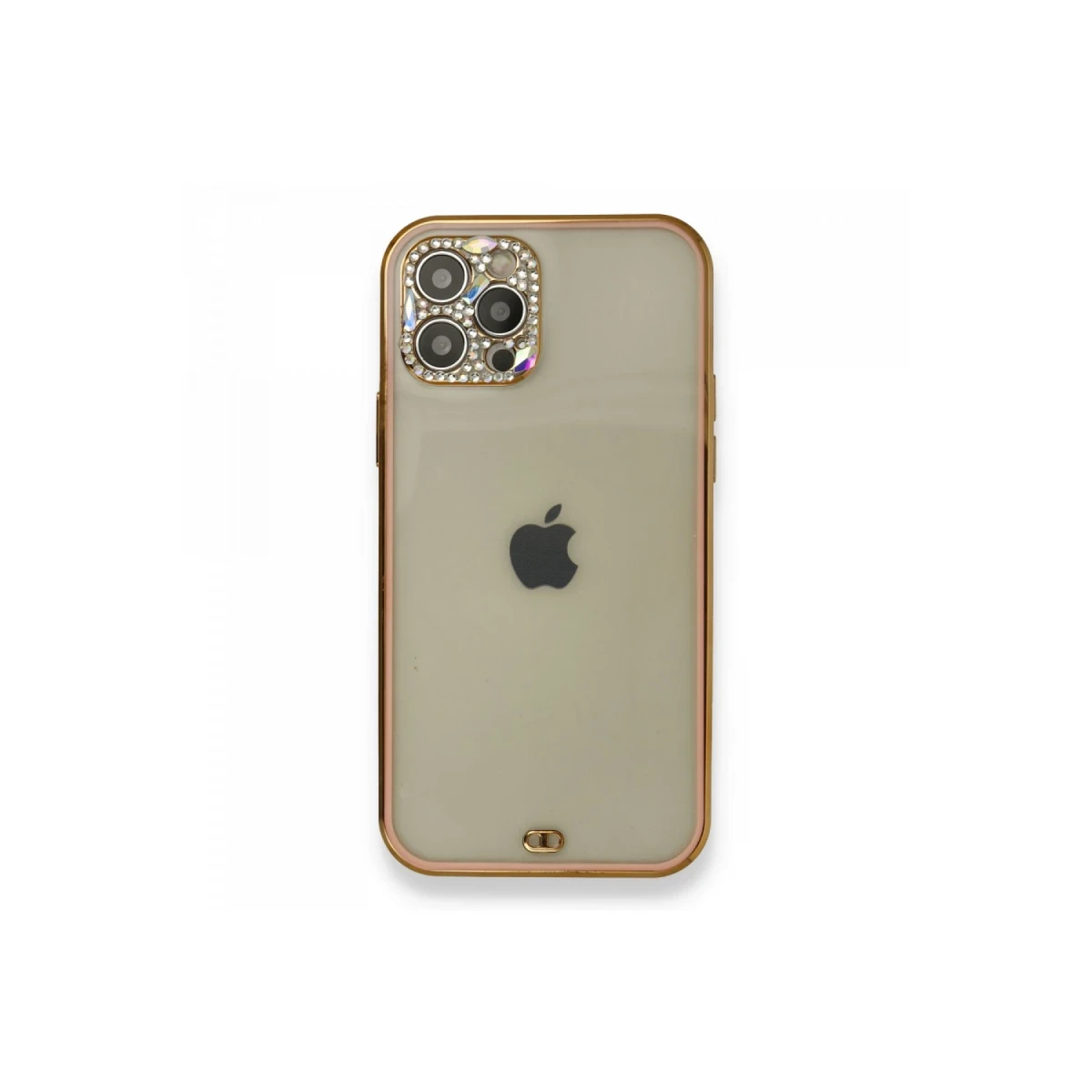 Newface Apple iPhone 12 Pro Kılıf Liva Taşlı Silikon - Pembe