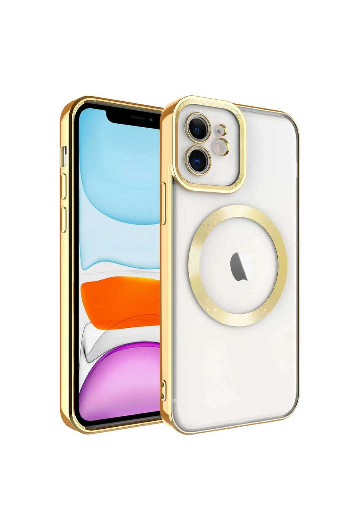 Newface iPhone 12 Kılıf Kross Magneticsafe Kapak - Gold