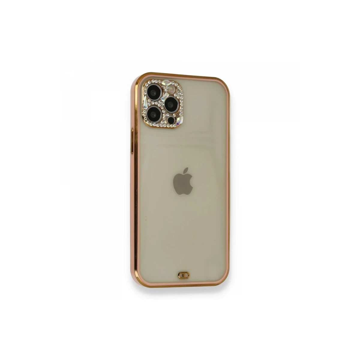 Newface Apple iPhone 12 Pro Kılıf Liva Taşlı Silikon - Pembe