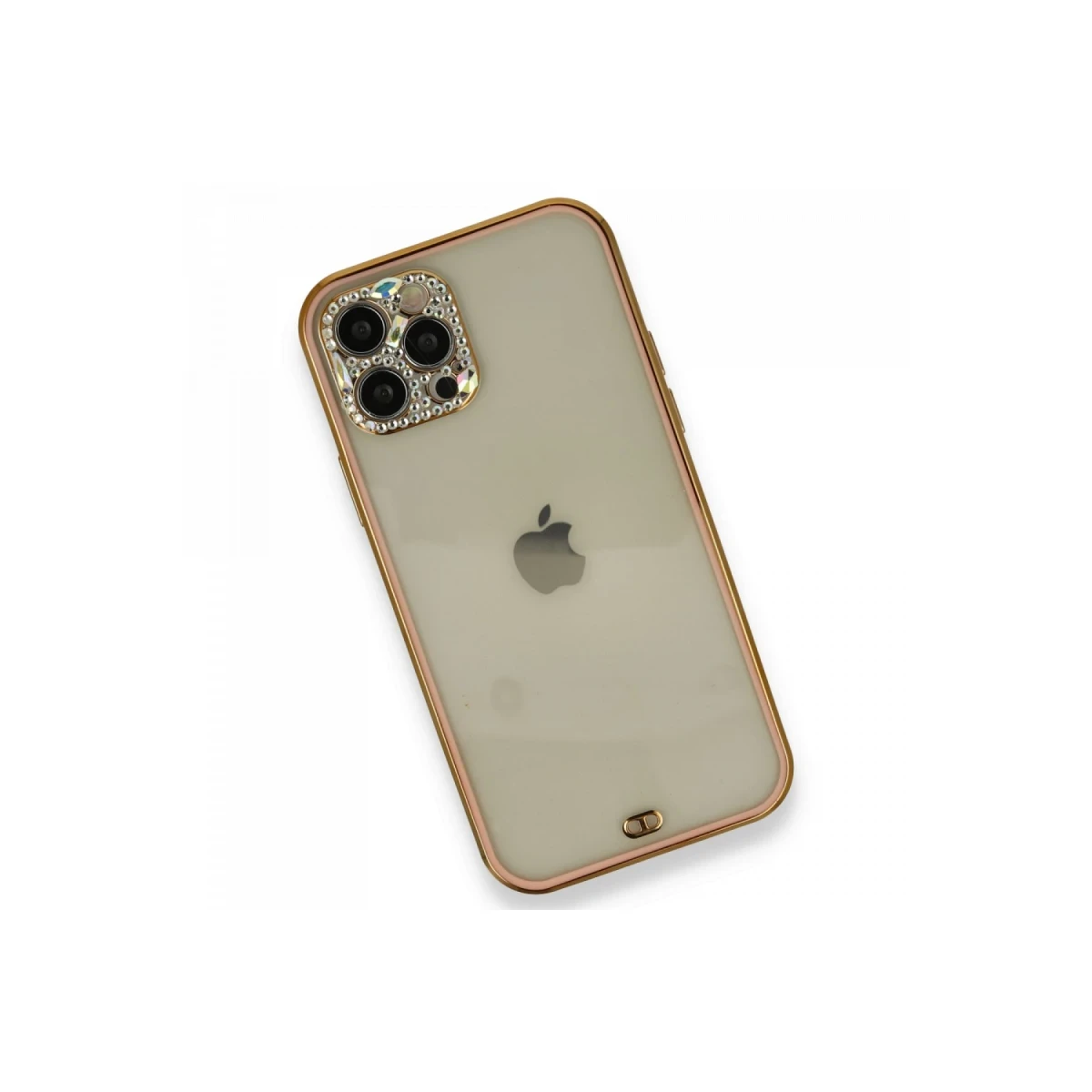 Newface Apple iPhone 12 Pro Kılıf Liva Taşlı Silikon - Pembe
