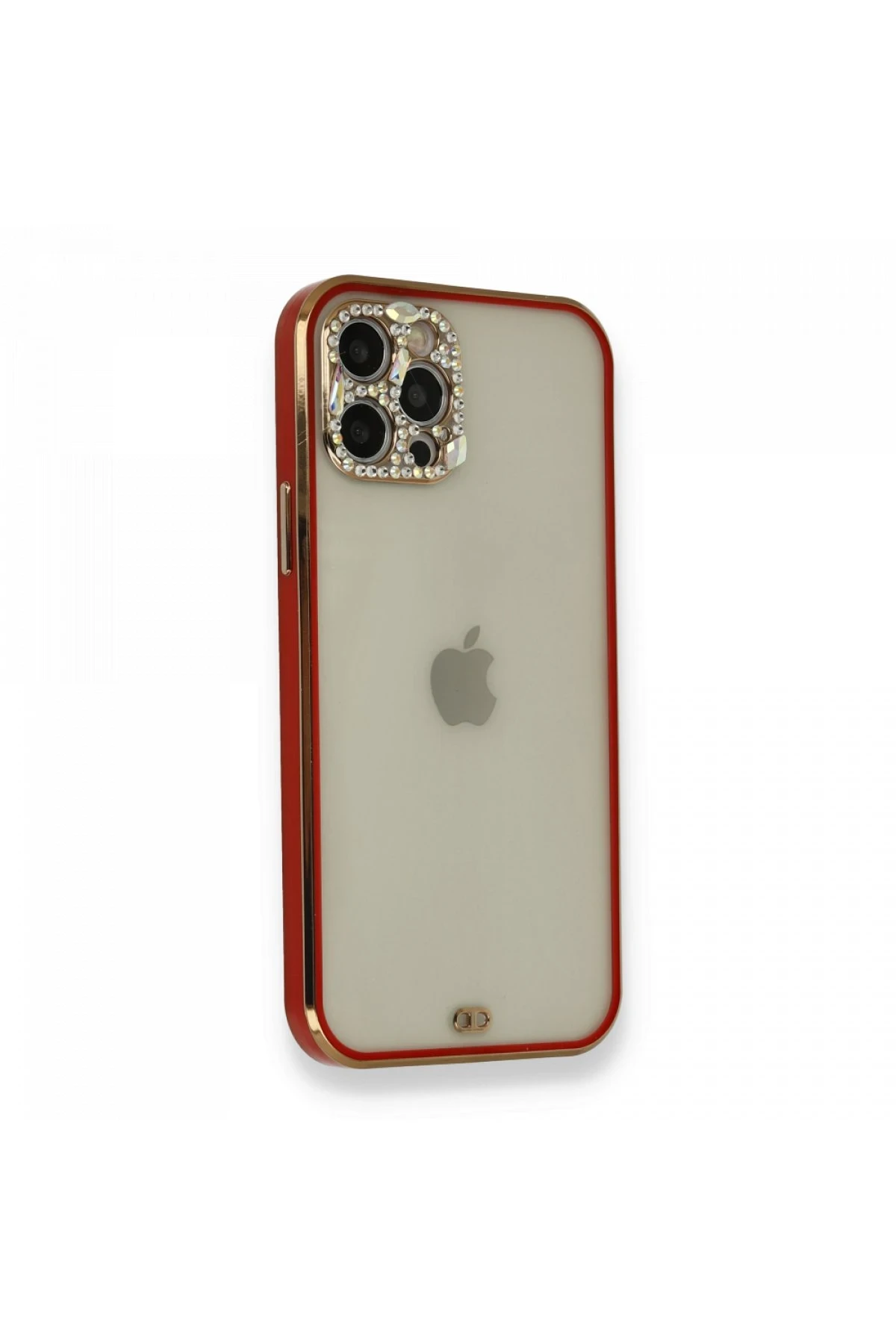 Newface iPhone 12 Pro Kılıf Liva Taşlı Silikon - Kırmızı