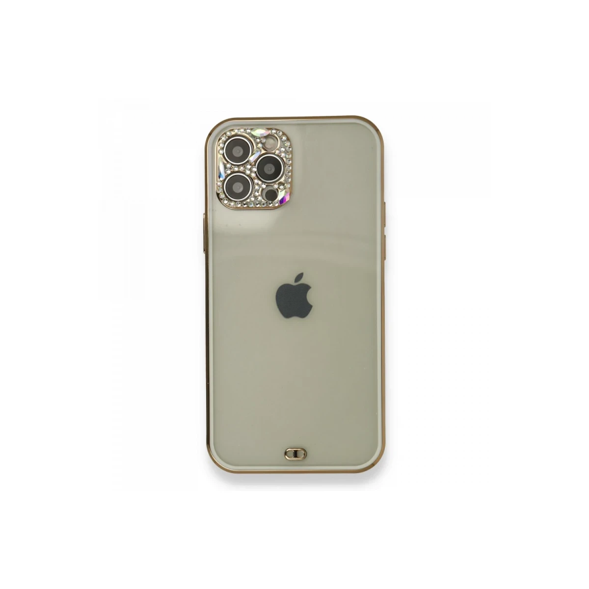 Newface Apple iPhone 12 Pro Kılıf Liva Taşlı Silikon - Beyaz