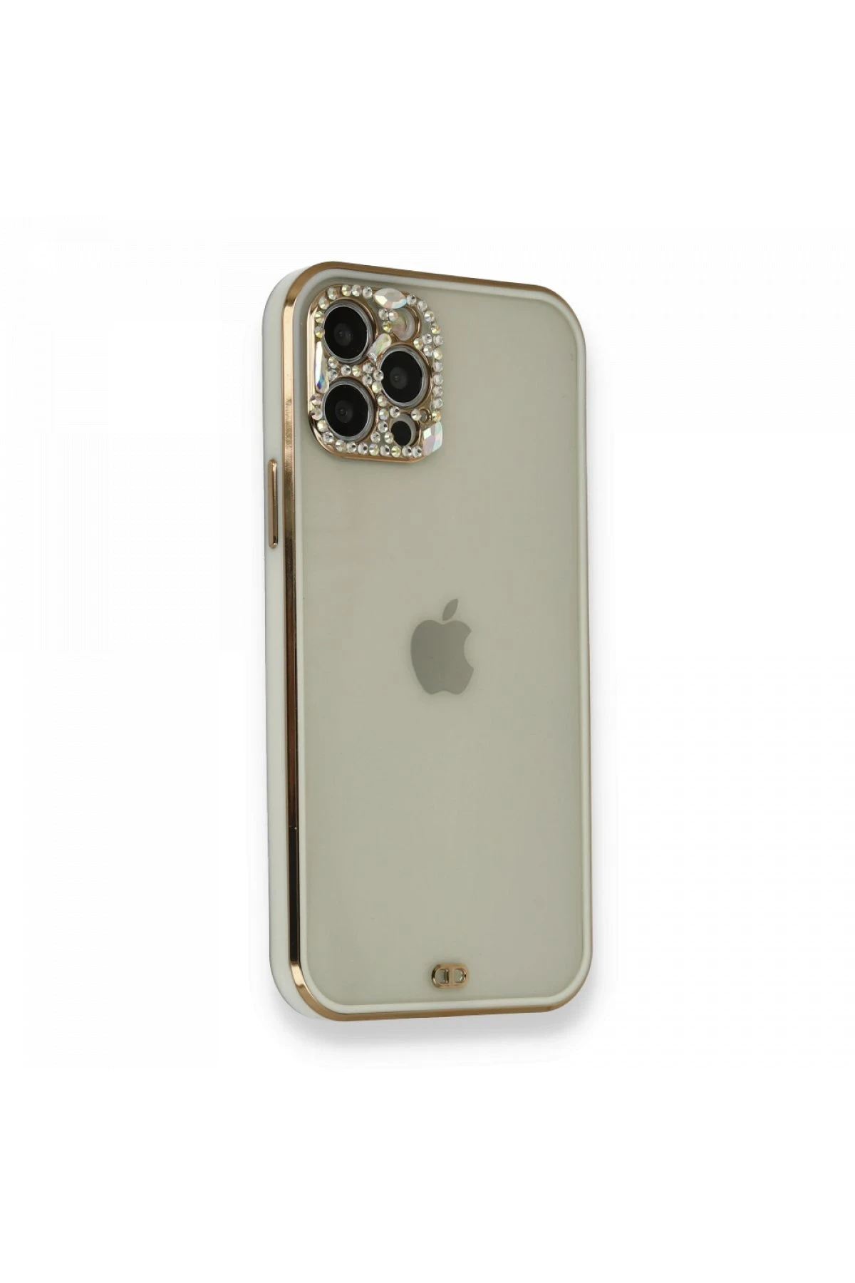 Newface iPhone 12 Pro Kılıf Liva Taşlı Silikon - Beyaz