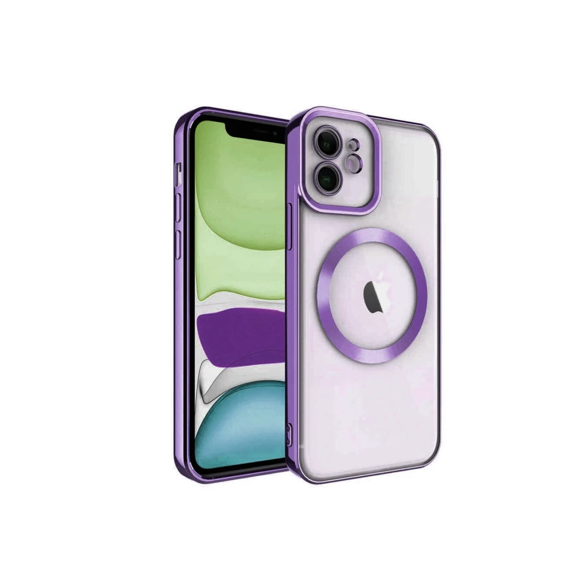 Newface Apple iPhone 12 Kılıf Kross Magneticsafe Kapak - Mor