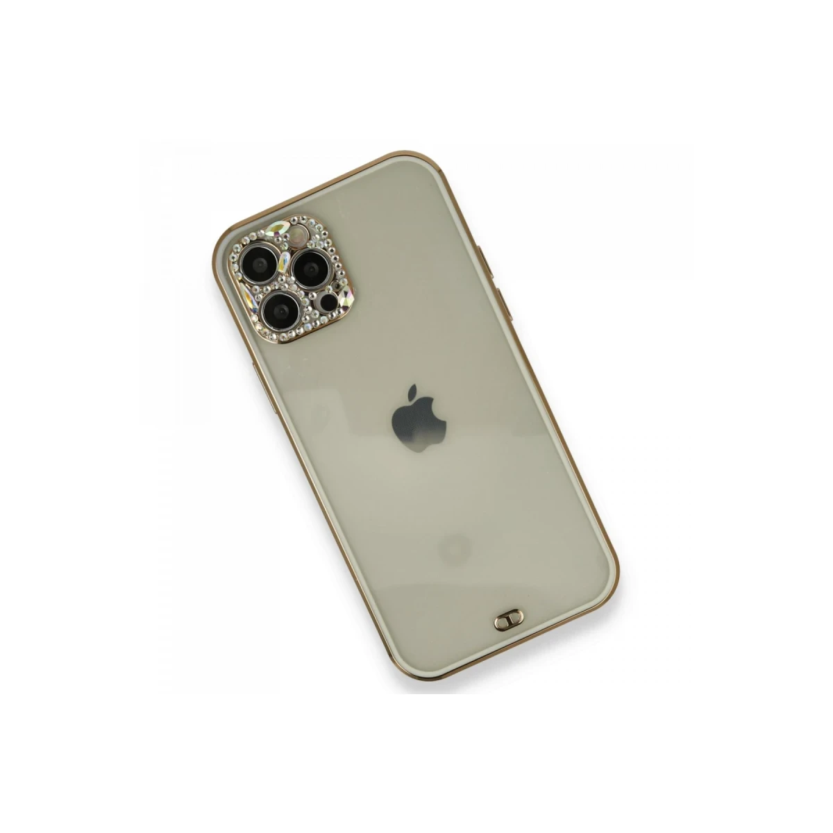 Newface Apple iPhone 12 Pro Kılıf Liva Taşlı Silikon - Beyaz