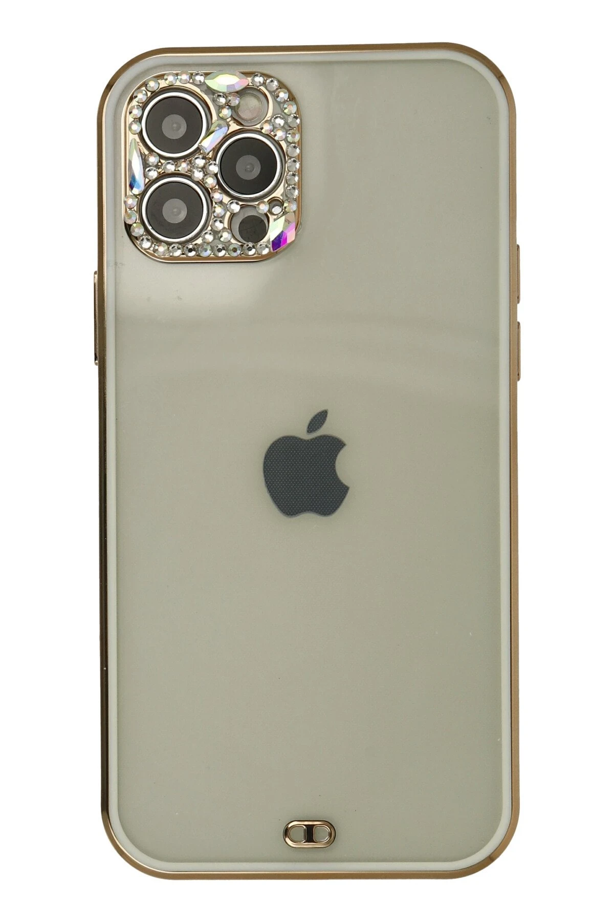 Newface iPhone 12 Pro Max Kılıf Liva Taşlı Silikon - Beyaz
