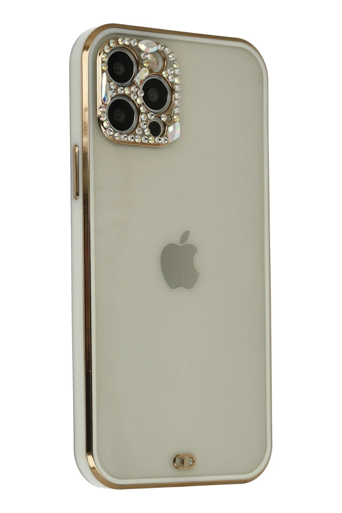 Newface iPhone 12 Pro Max Kılıf Liva Taşlı Silikon - Beyaz