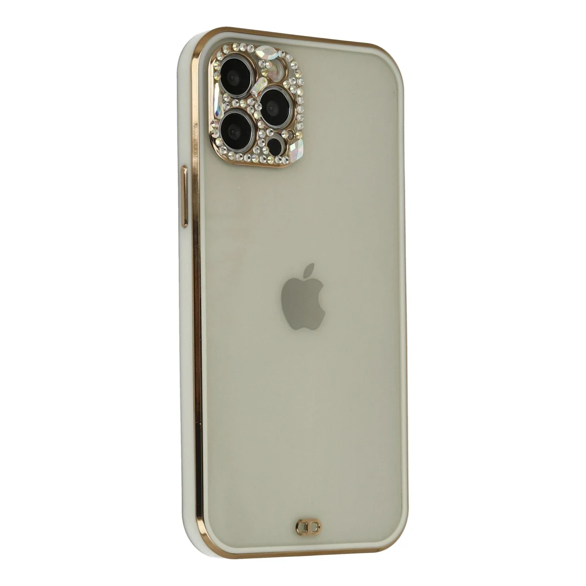 Newface Apple iPhone 12 Pro Max Kılıf Liva Taşlı Silikon - Beyaz