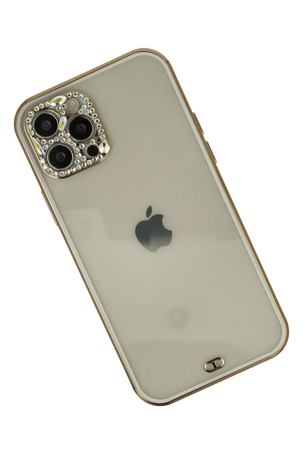 Newface iPhone 12 Pro Max Kılıf Liva Taşlı Silikon - Beyaz