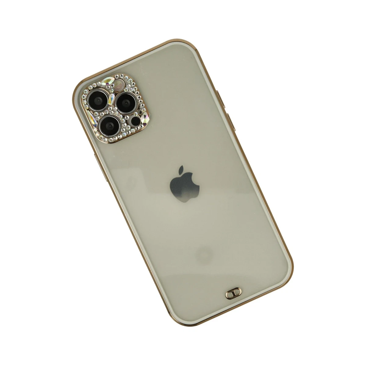 Newface Apple iPhone 12 Pro Max Kılıf Liva Taşlı Silikon - Beyaz