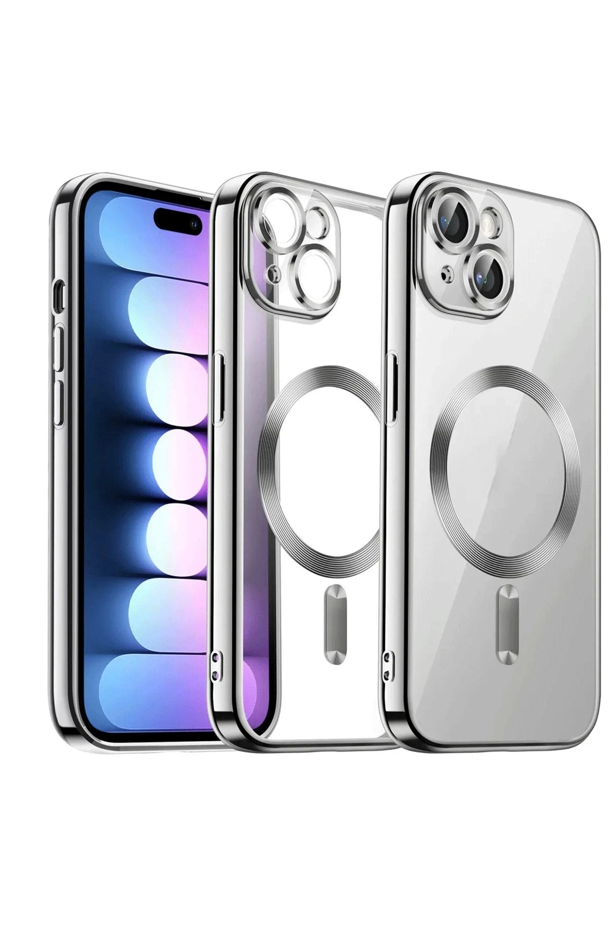 Newface iPhone 13 Kılıf Kross Magneticsafe Kapak - Gümüş