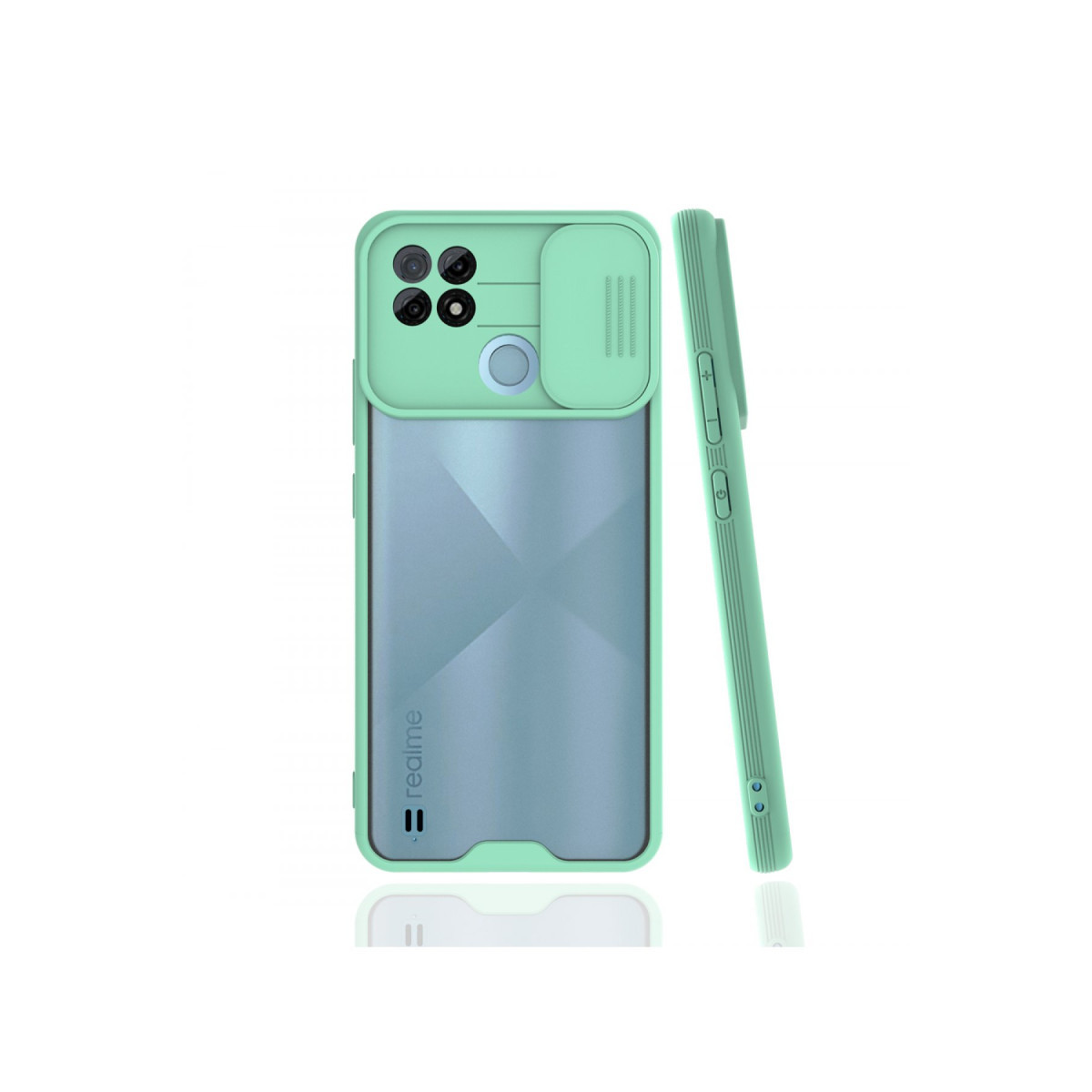 Newface Realme C21 Kılıf Platin Kamera Koruma Silikon - Açık Yeşil — görsel 3