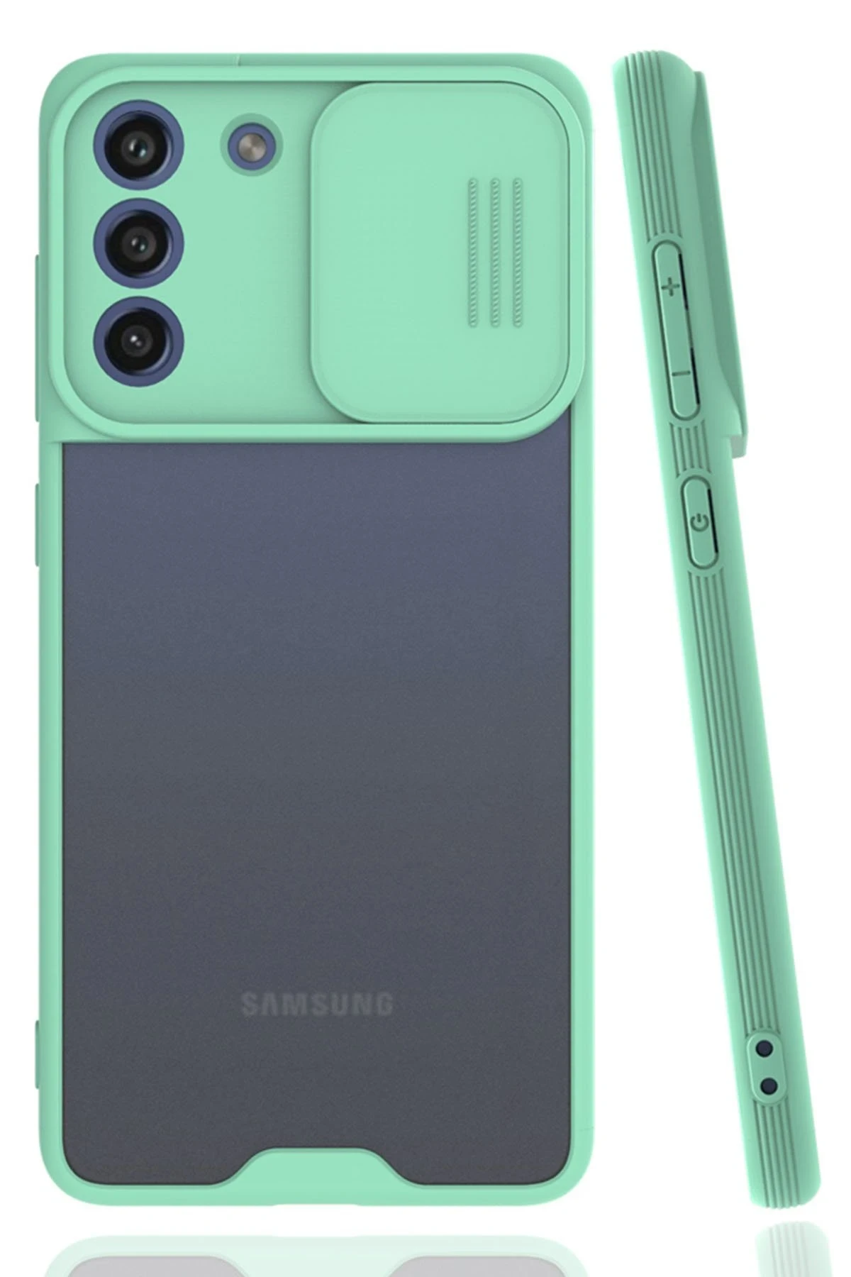 Newface Samsung Galaxy S21 FE Kılıf Platin Kamera Koruma Silikon - Açık Yeşil