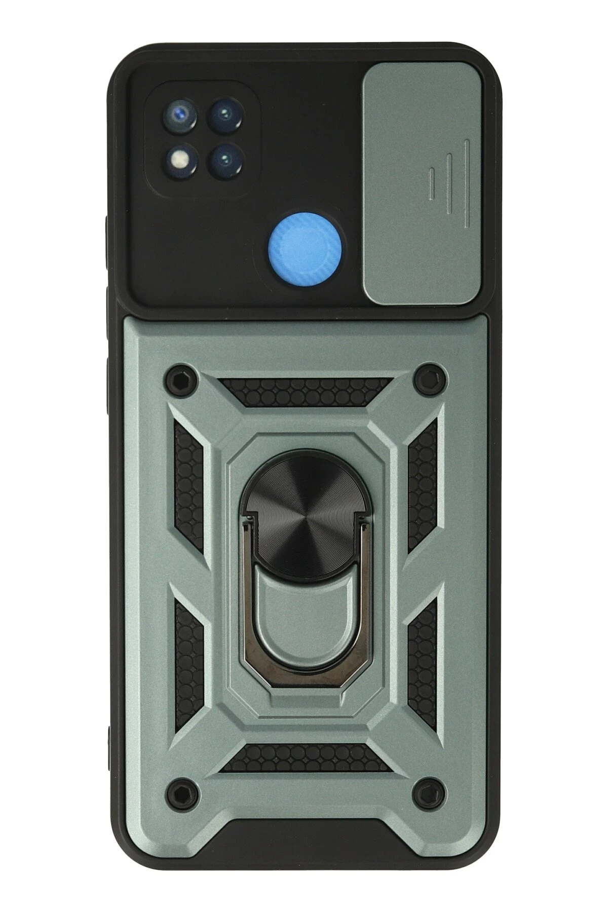 Newface Xiaomi Redmi 9C Kılıf Pars Lens Yüzüklü Silikon - Yeşil
