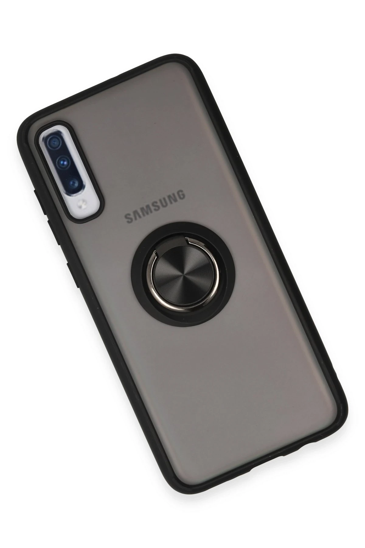 Newface Samsung Galaxy A70 Kılıf Montreal Yüzüklü Silikon Kapak - Siyah — görsel 3