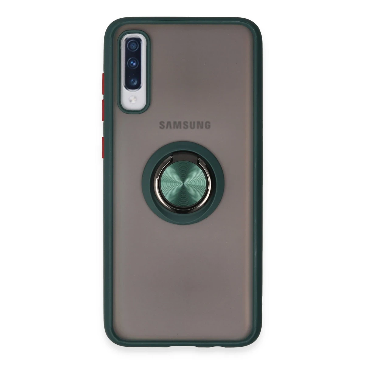 Newface Samsung Galaxy A70 Kılıf Montreal Yüzüklü Silikon Kapak - Yeşil