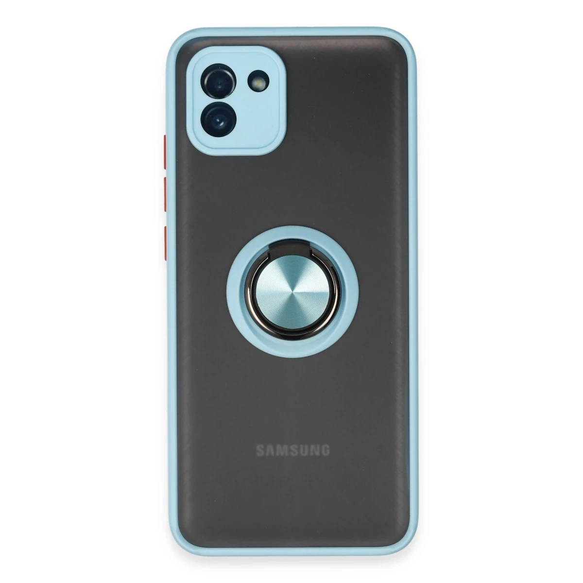 Newface Samsung Galaxy A03 Kılıf Montreal Yüzüklü Silikon Kapak - Buz Mavi