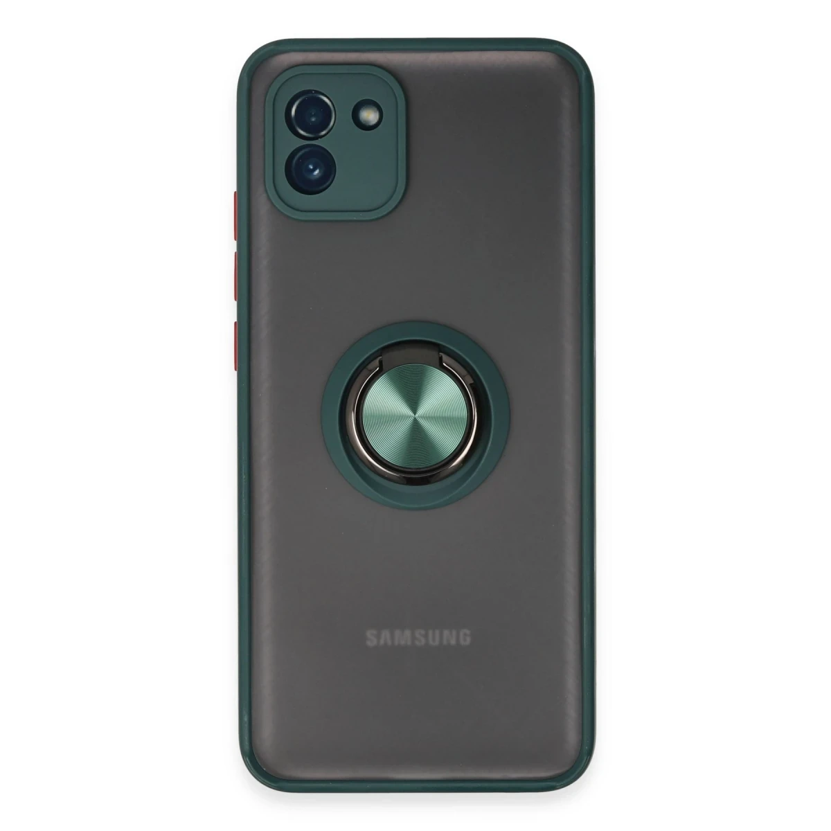 Newface Samsung Galaxy A03 Kılıf Montreal Yüzüklü Silikon Kapak - Yeşil