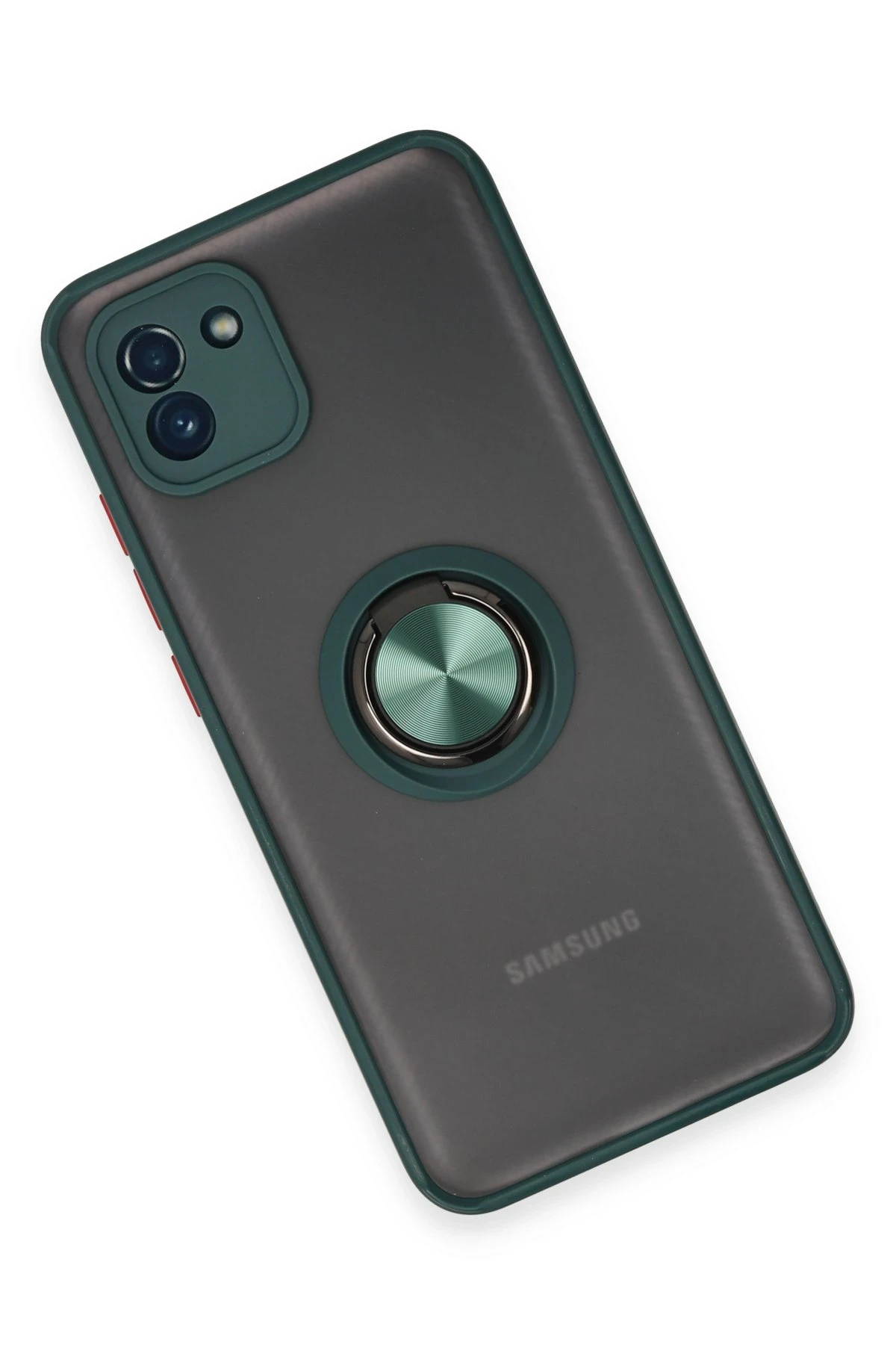 Newface Samsung Galaxy A03 Kılıf Montreal Yüzüklü Silikon Kapak - Yeşil