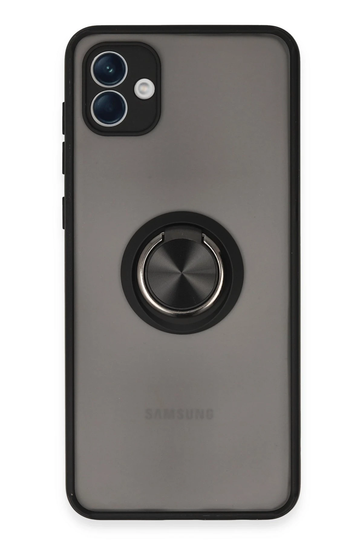 Newface Samsung Galaxy A04 Kılıf Montreal Yüzüklü Silikon Kapak - Siyah