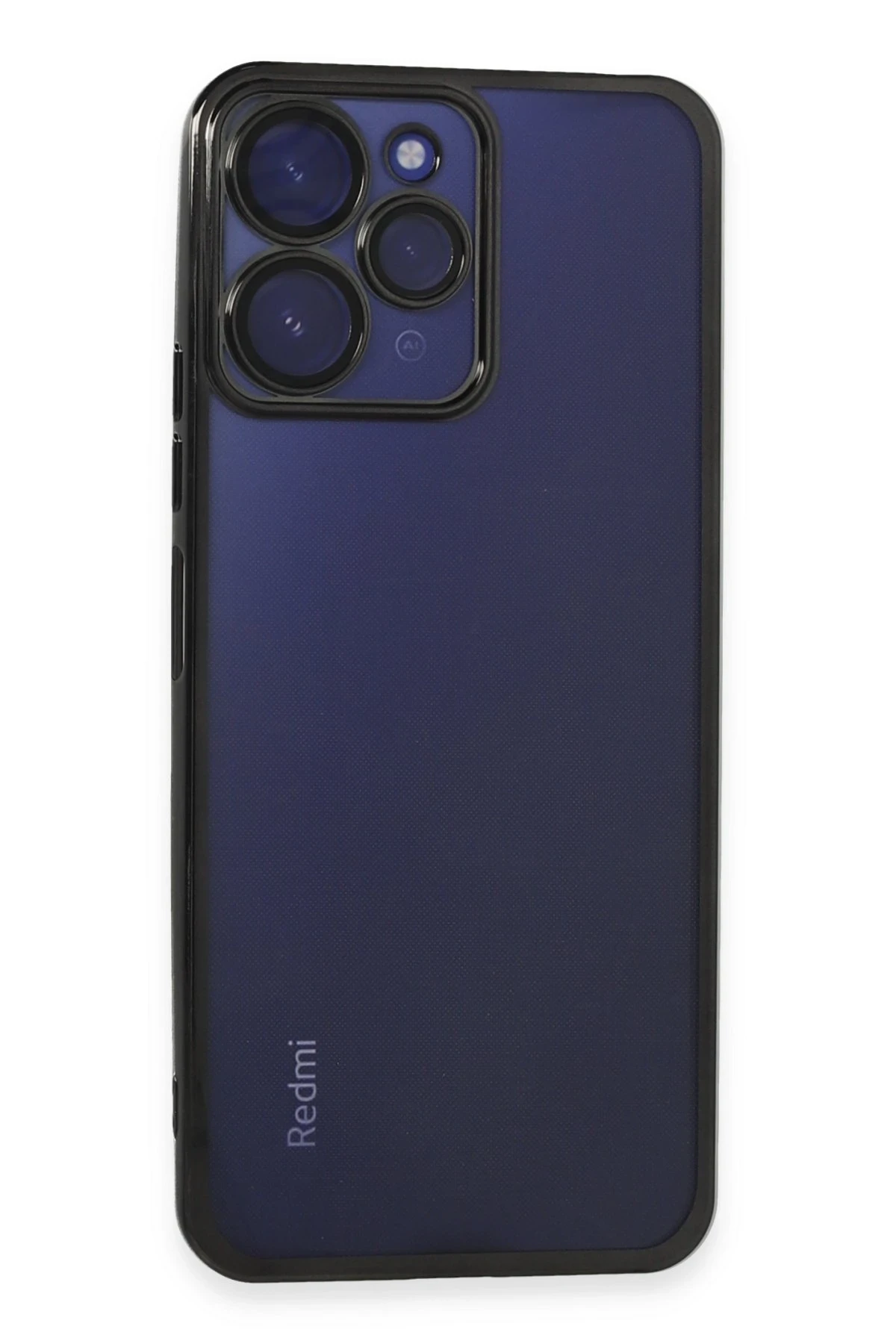 Newface Xiaomi Redmi 12 Kılıf Razer Lensli Silikon - Siyah