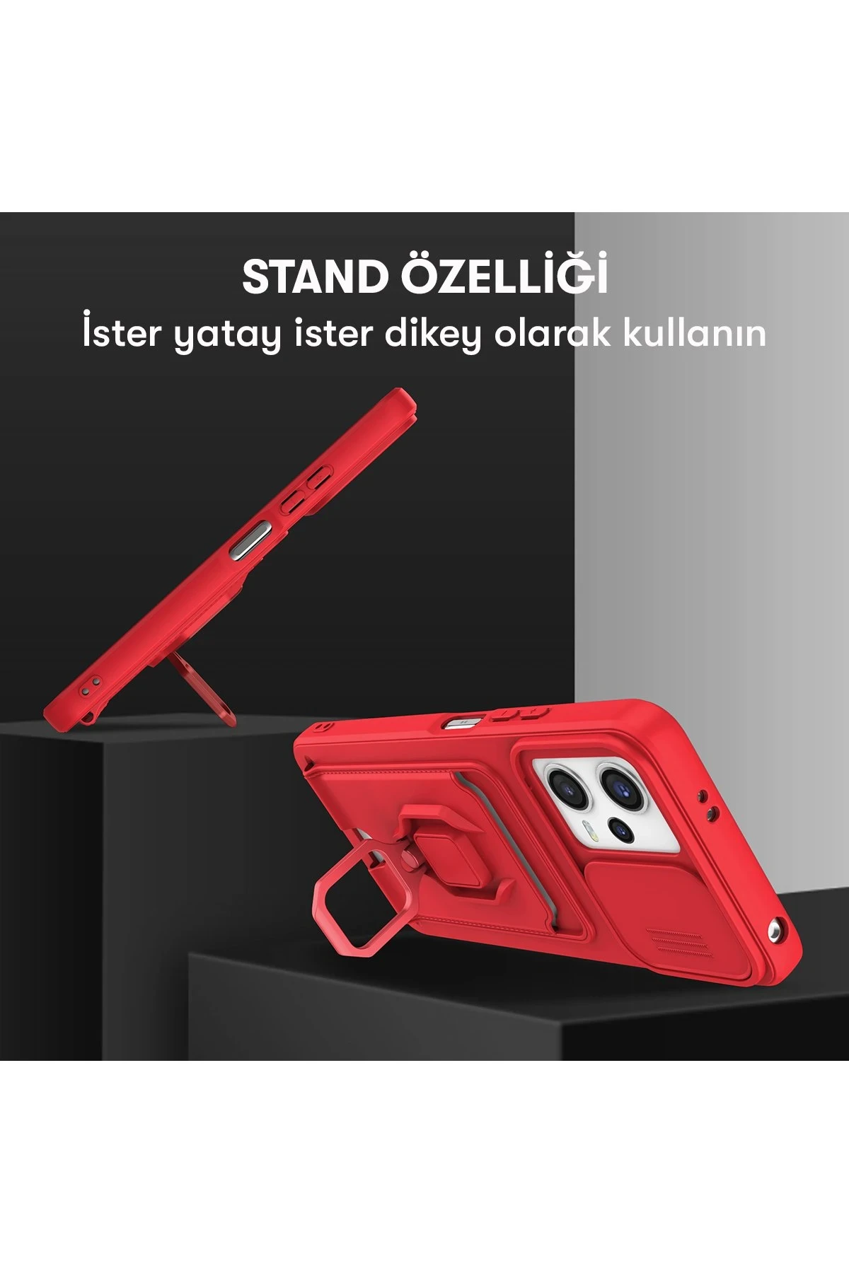 Newface Xiaomi Redmi 12 Kılıf Zuma Kartvizitli Yüzüklü Silikon - Siyah — görsel 4