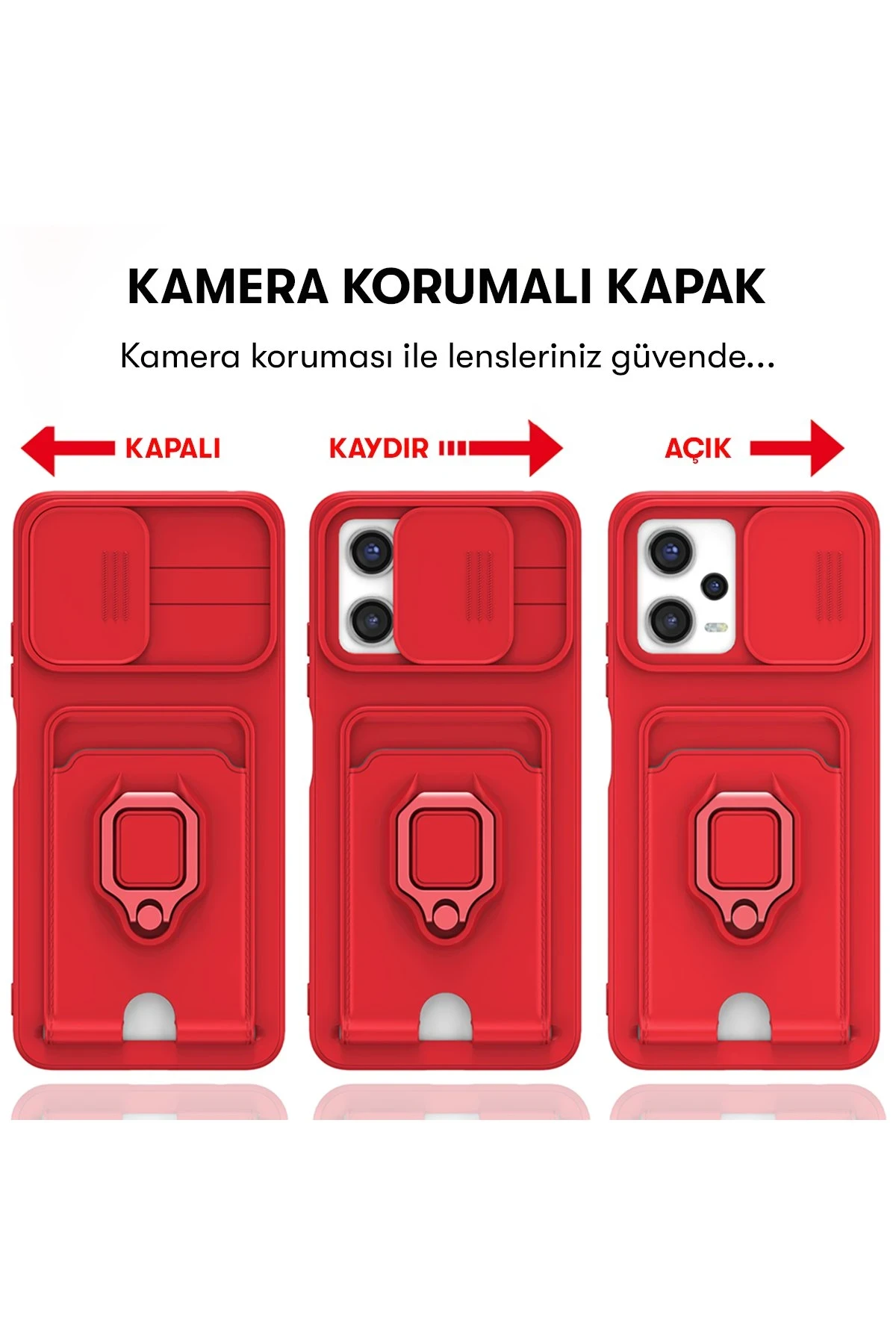 Newface Xiaomi Redmi 12 Kılıf Zuma Kartvizitli Yüzüklü Silikon - Siyah — görsel 6