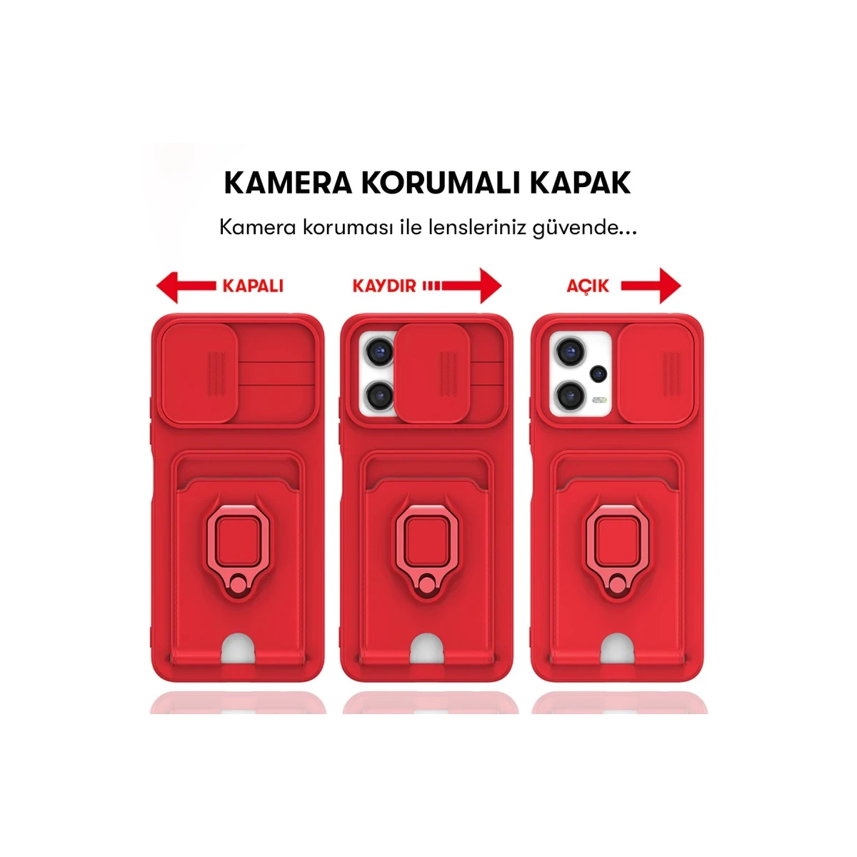 Newface Xiaomi Redmi 12 Kılıf Zuma Kartvizitli Yüzüklü Silikon - Siyah — görsel 12